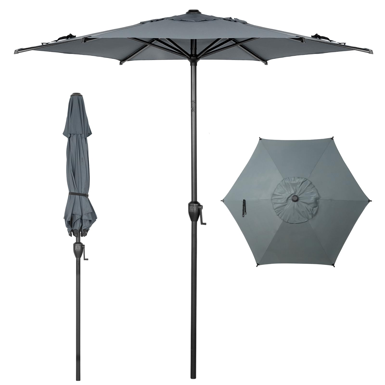 Abba Patio 9FT Lyon Outdoor Patio Umbrella Outdoor Table Umbrella with Push Button Tilt and Crank Market Umbrella 8 Sturdy Ribs UV Protection Waterproof for Garden Deck Backyard Pool, Black & Ivory