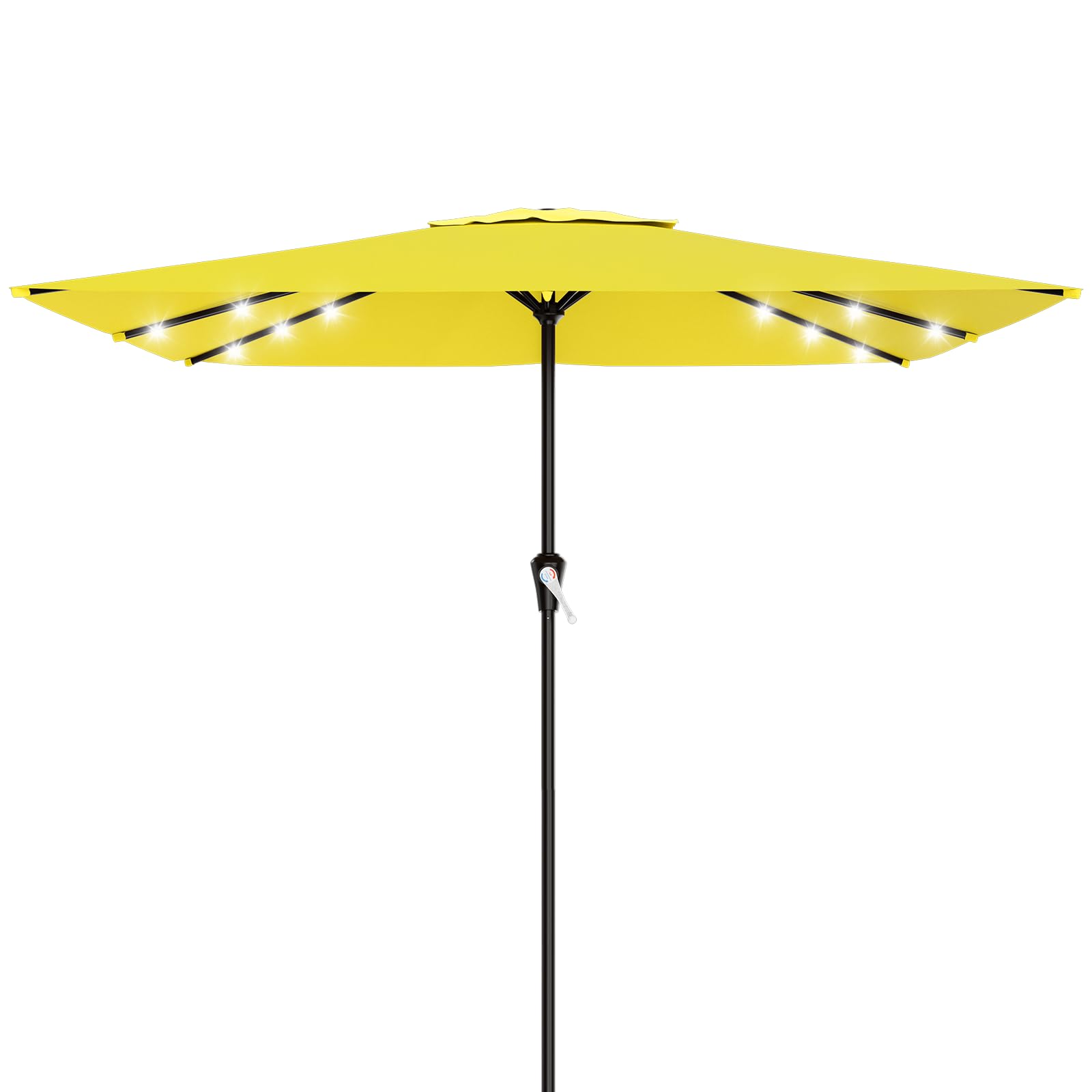 AreShark 9FT Patio Umbrella with Solar Lights, 32 Lighted Pool Umbrella w/Tilt and Crank, Outdoor Market Solar Umbrellas for Garden, Deck, Backyard, Pool and Beach, Beige