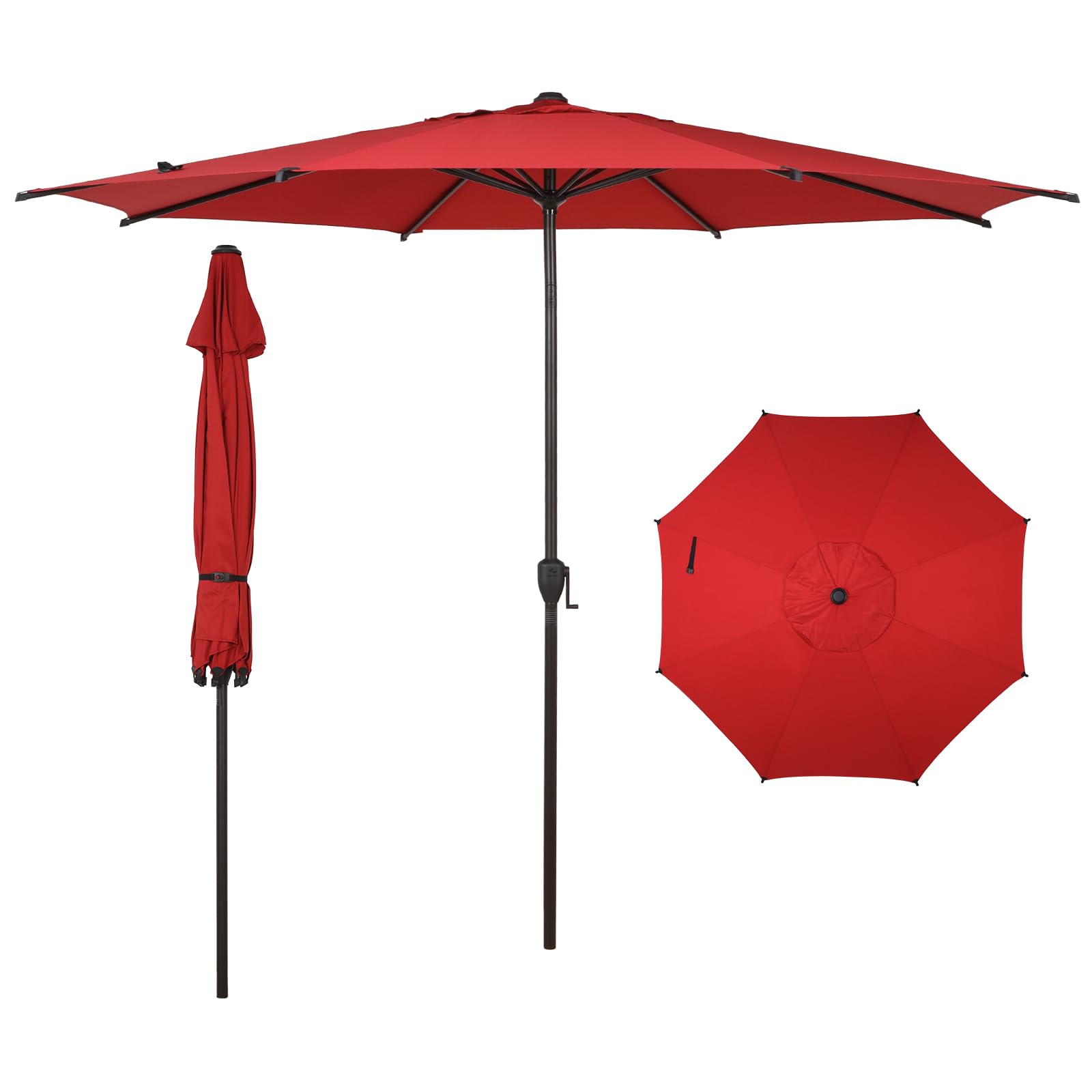 Abba Patio 9FT Lyon Outdoor Patio Umbrella Outdoor Table Umbrella with Push Button Tilt and Crank Market Umbrella 8 Sturdy Ribs UV Protection Waterproof for Garden Deck Backyard Pool, Black & Ivory