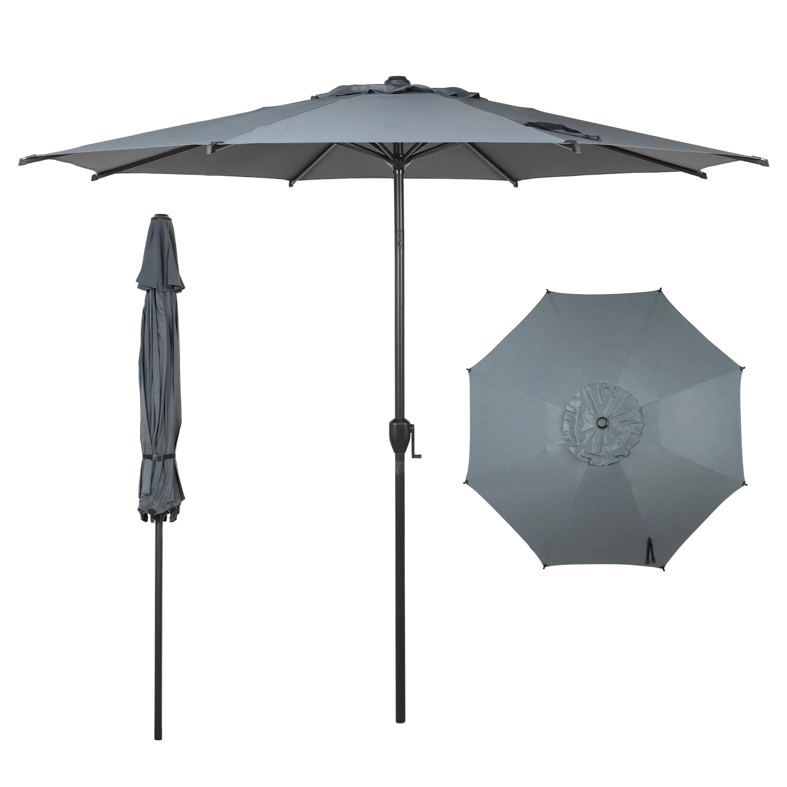 Abba Patio 9FT Lyon Outdoor Patio Umbrella Outdoor Table Umbrella with Push Button Tilt and Crank Market Umbrella 8 Sturdy Ribs UV Protection Waterproof for Garden Deck Backyard Pool, Black & Ivory
