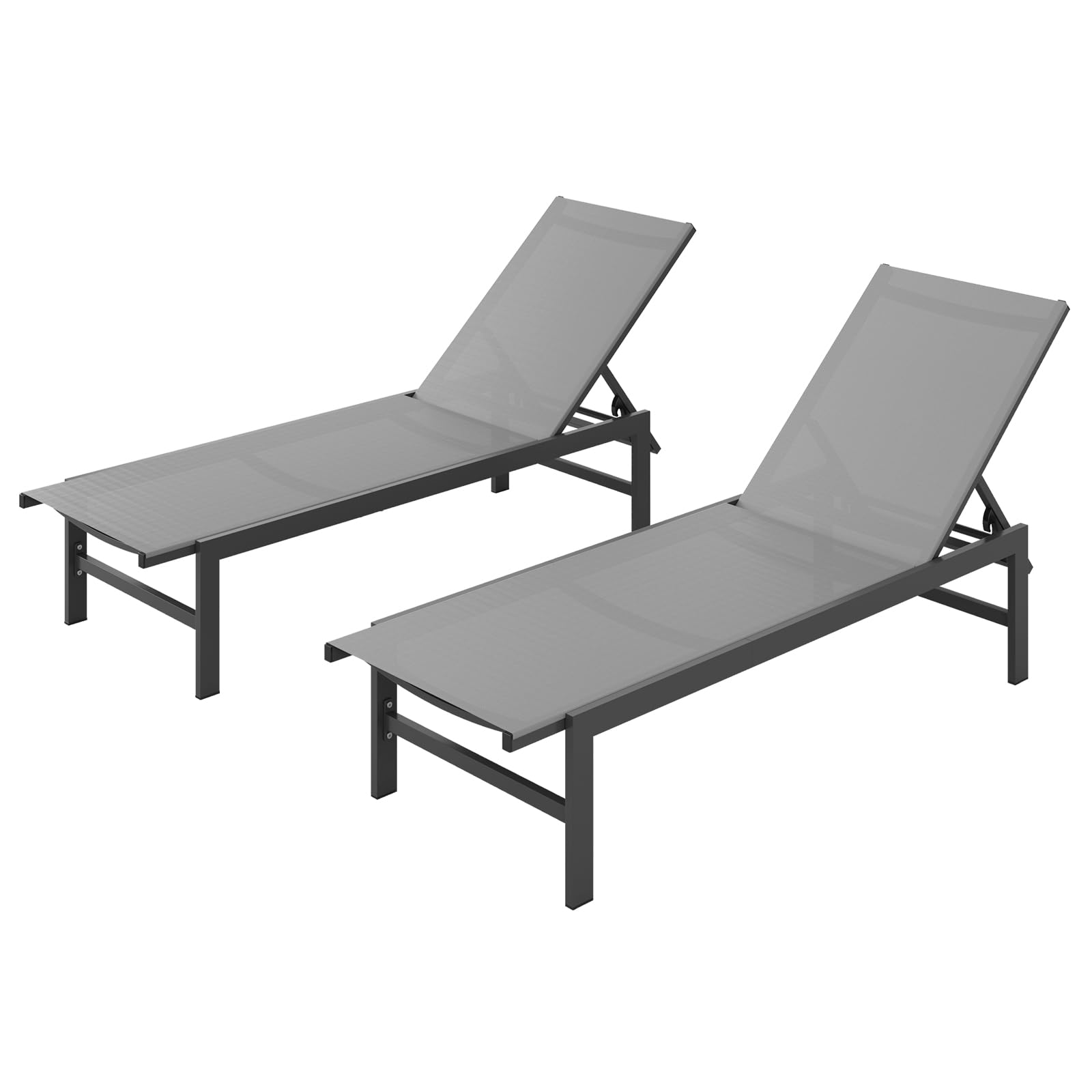 Vexwalx Outdoor Lounge Chair for Pool, Aluminum Chaise Lounge Chairs with 5-Position Recliner, Patio Lounge Chair for Backyard, Poolside, Deck, Lawn (Khaki)