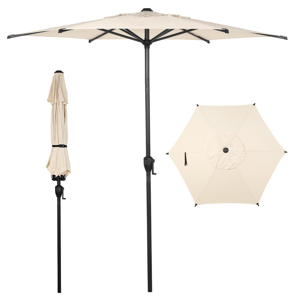 Abba Patio 9FT Lyon Outdoor Patio Umbrella Outdoor Table Umbrella with Push Button Tilt and Crank Market Umbrella 8 Sturdy Ribs UV Protection Waterproof for Garden Deck Backyard Pool, Black & Ivory