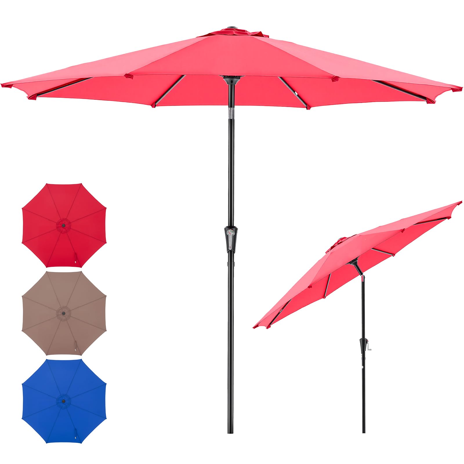NEWBULIG Patio Umbrella, Outdoor Table Umbrellas with Push Button Tilt and Crank, Sturdy Ribs, Waterproof, UV Protection and Fade Resistant, for Pool, Garden, Market, Backyard