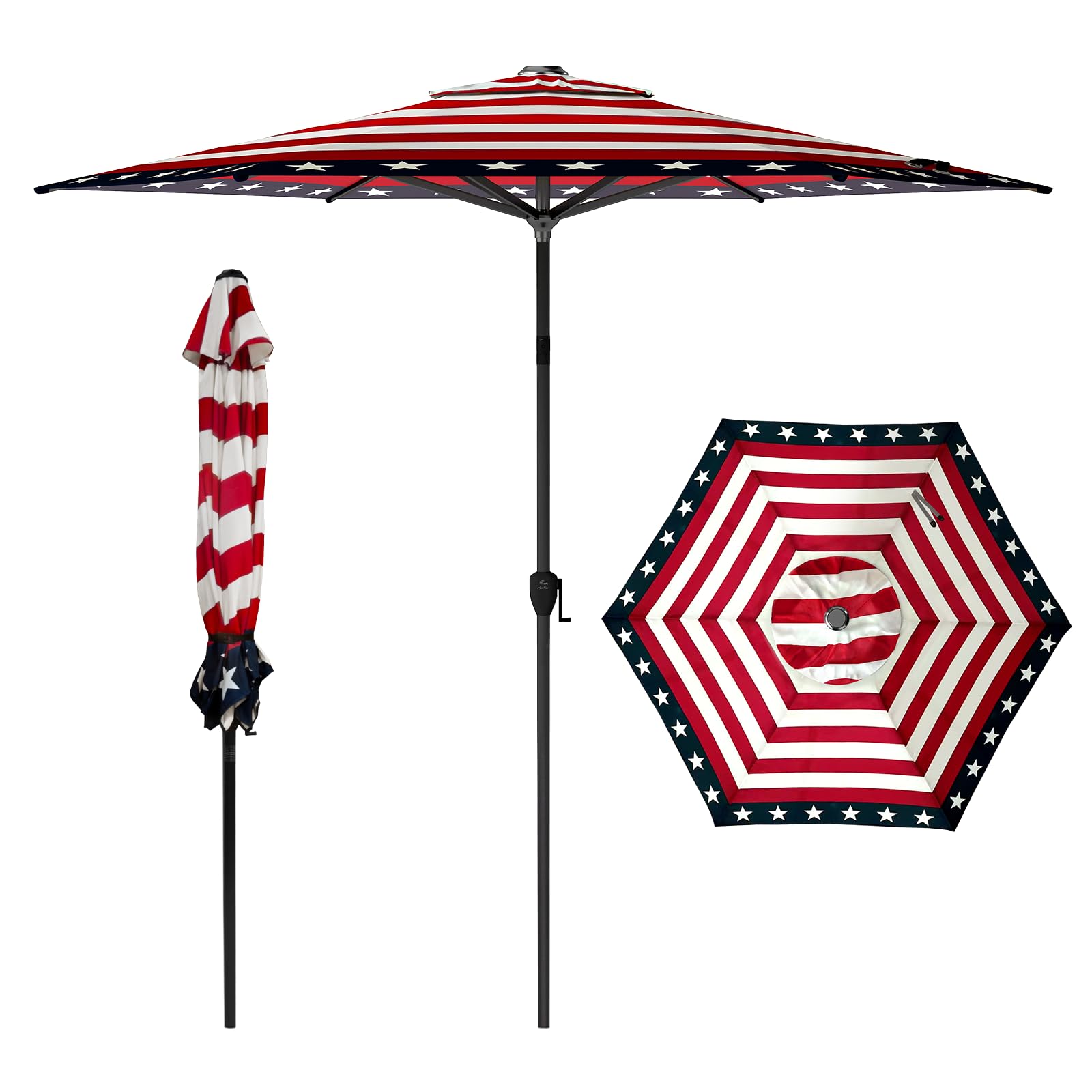 Abba Patio 9FT Lyon Outdoor Patio Umbrella Outdoor Table Umbrella with Push Button Tilt and Crank Market Umbrella 8 Sturdy Ribs UV Protection Waterproof for Garden Deck Backyard Pool, Black & Ivory