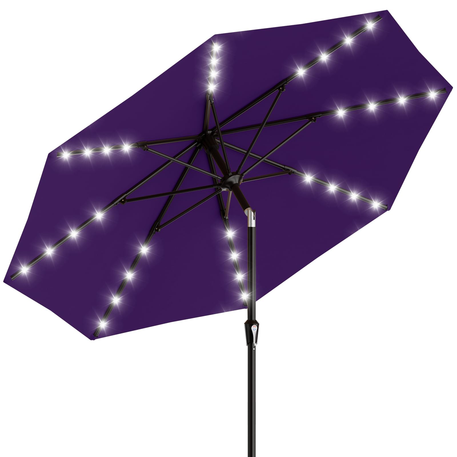AreShark 9FT Patio Umbrella with Solar Lights, 32 Lighted Pool Umbrella w/Tilt and Crank, Outdoor Market Solar Umbrellas for Garden, Deck, Backyard, Pool and Beach, Beige