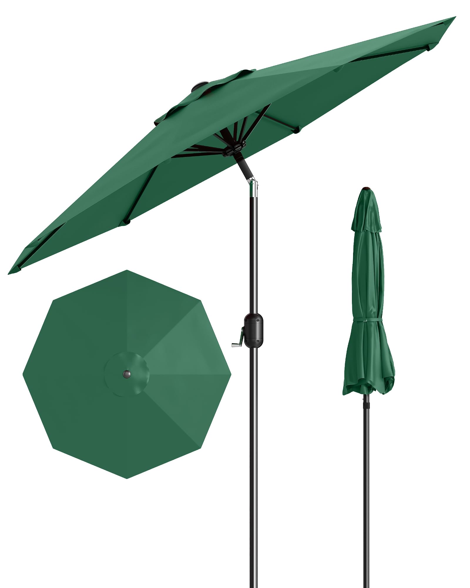GarveeLife Outdoor Patio Umbrella, Table Market Umbrella with Push Button Tilt and Crank, 8 Sturdy Ribs UV Protection Waterproof for Garden, Deck, Backyard, Pool