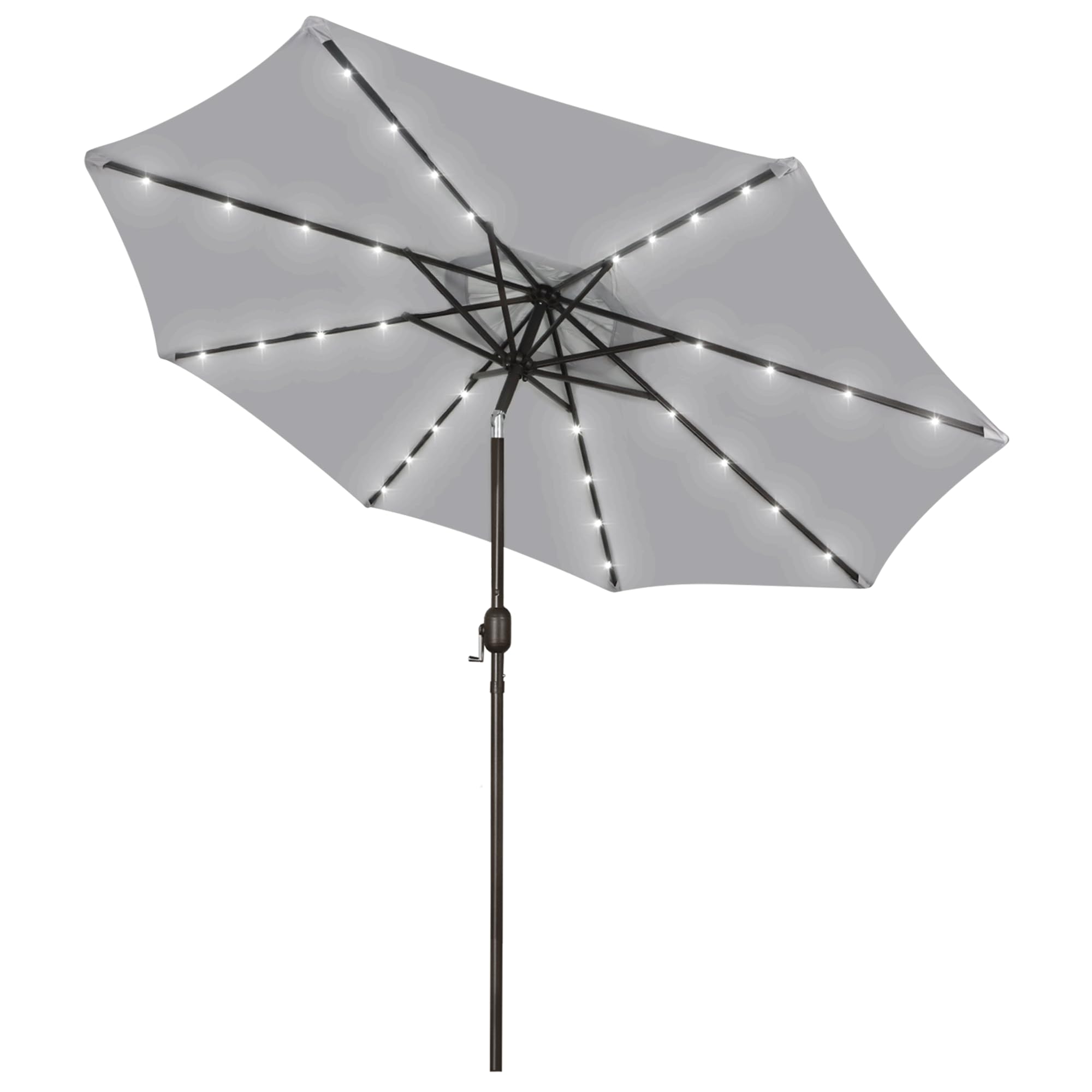 Blissun 9 ft Solar Umbrella 32 LED Lighted Patio Umbrella Table Market Umbrella with Tilt and Crank Outdoor Umbrella for Garden, Deck, Backyard, Pool and Beach (Cerulean)
