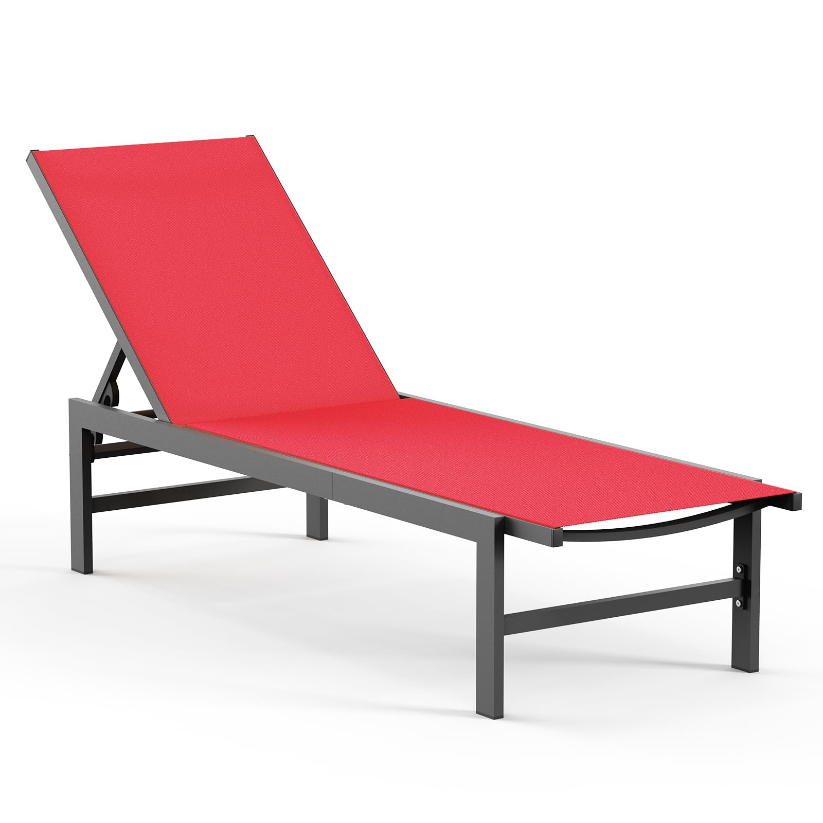 Vexwalx Outdoor Lounge Chair for Pool, Aluminum Chaise Lounge Chairs with 5-Position Recliner, Patio Lounge Chair for Backyard, Poolside, Deck, Lawn (Khaki)