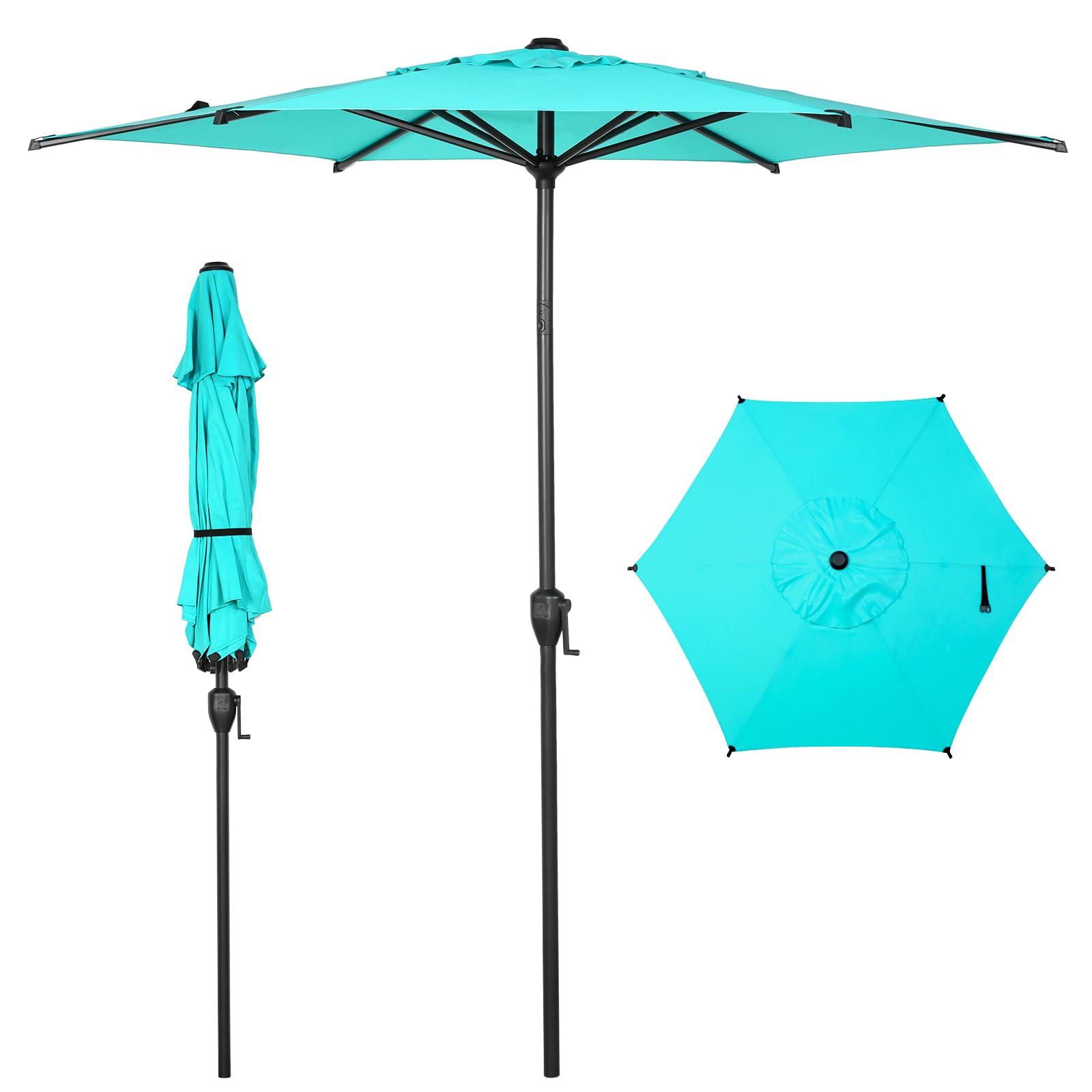 Abba Patio 9FT Lyon Outdoor Patio Umbrella Outdoor Table Umbrella with Push Button Tilt and Crank Market Umbrella 8 Sturdy Ribs UV Protection Waterproof for Garden Deck Backyard Pool, Black & Ivory