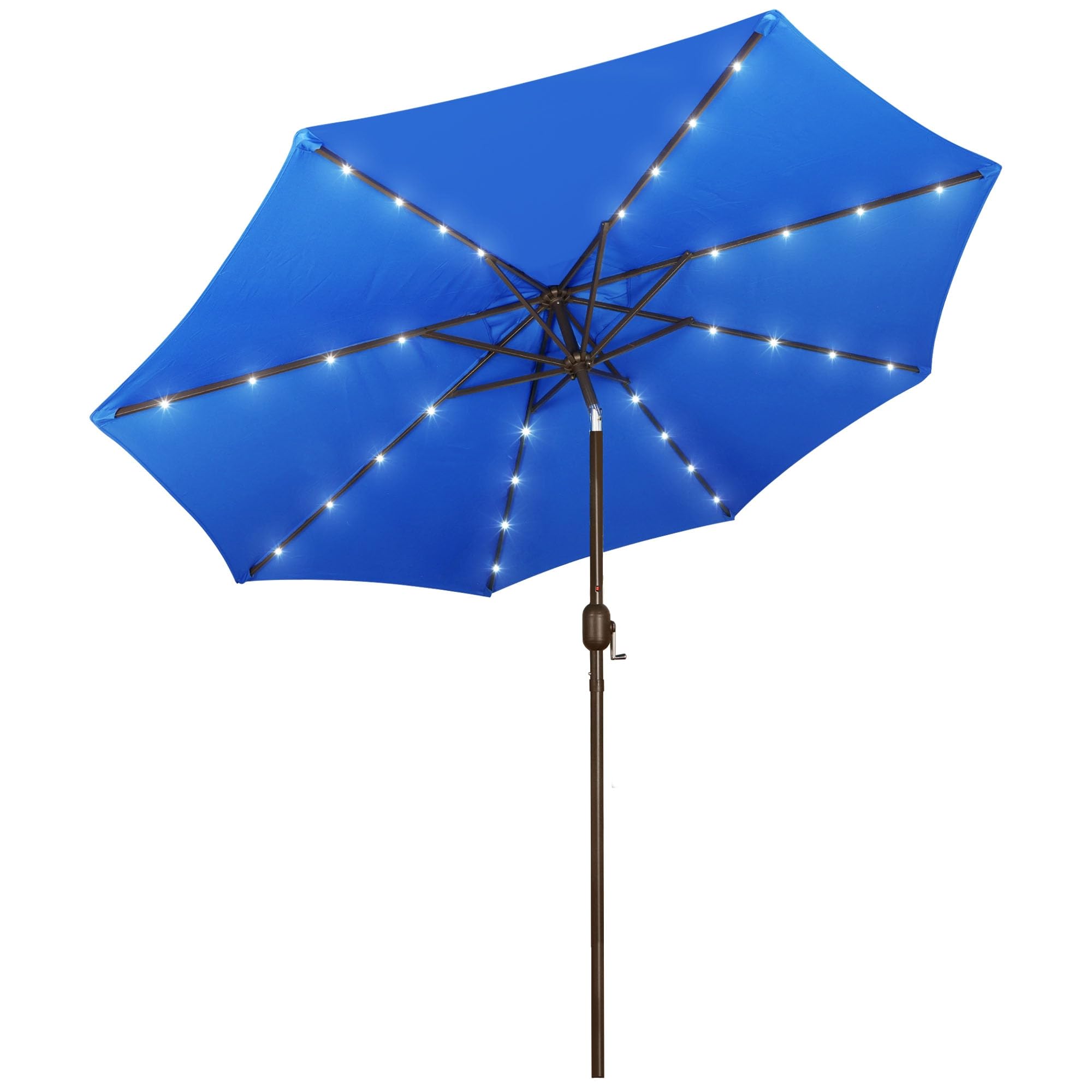 Blissun 9 ft Solar Umbrella 32 LED Lighted Patio Umbrella Table Market Umbrella with Tilt and Crank Outdoor Umbrella for Garden, Deck, Backyard, Pool and Beach (Cerulean)