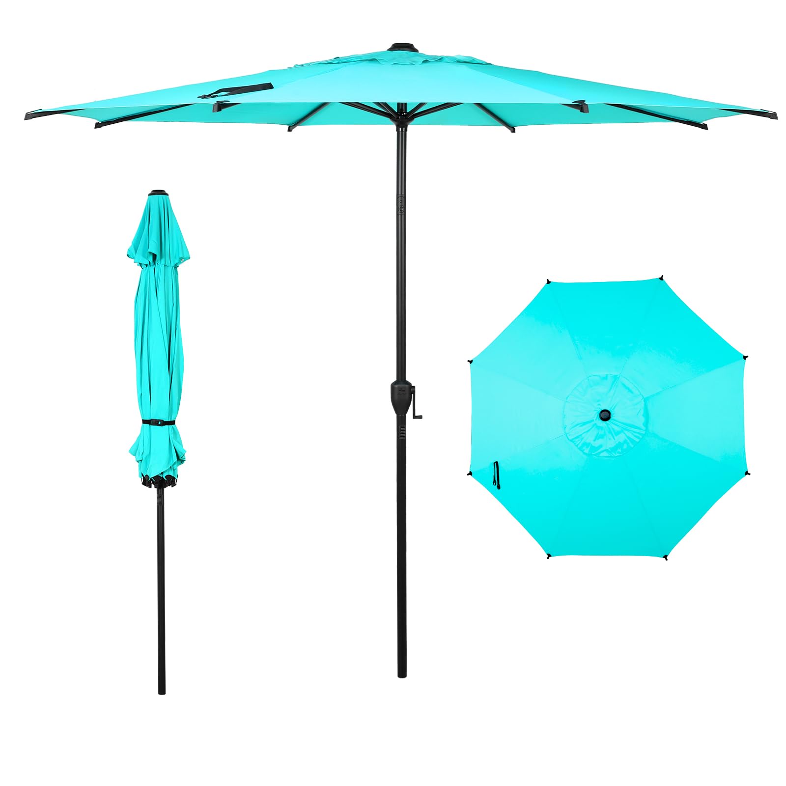 Abba Patio 9FT Lyon Outdoor Patio Umbrella Outdoor Table Umbrella with Push Button Tilt and Crank Market Umbrella 8 Sturdy Ribs UV Protection Waterproof for Garden Deck Backyard Pool, Black & Ivory