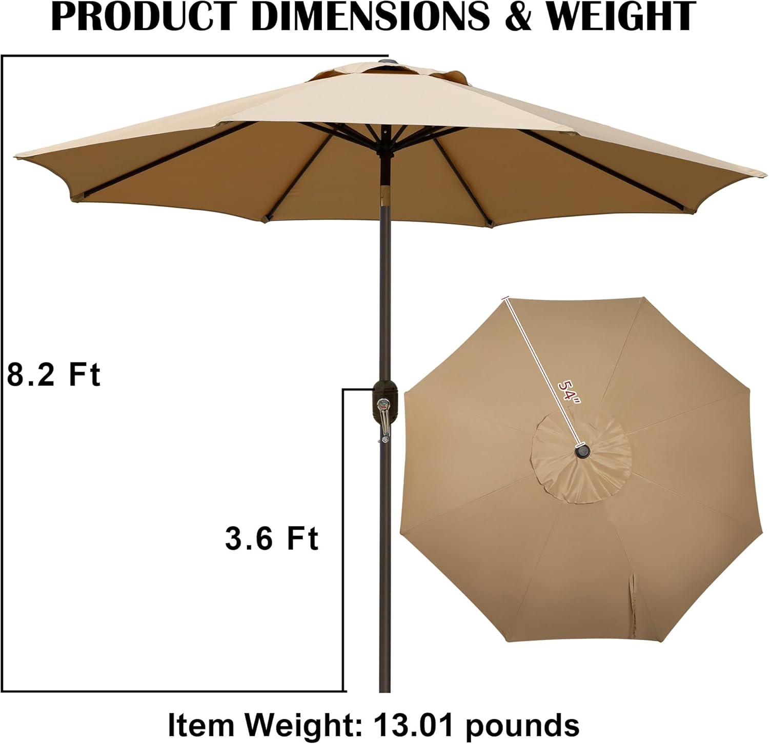 Blissun 9' Outdoor Patio Umbrella, Outdoor Table Umbrella, Yard Umbrel – FLETCHERES
