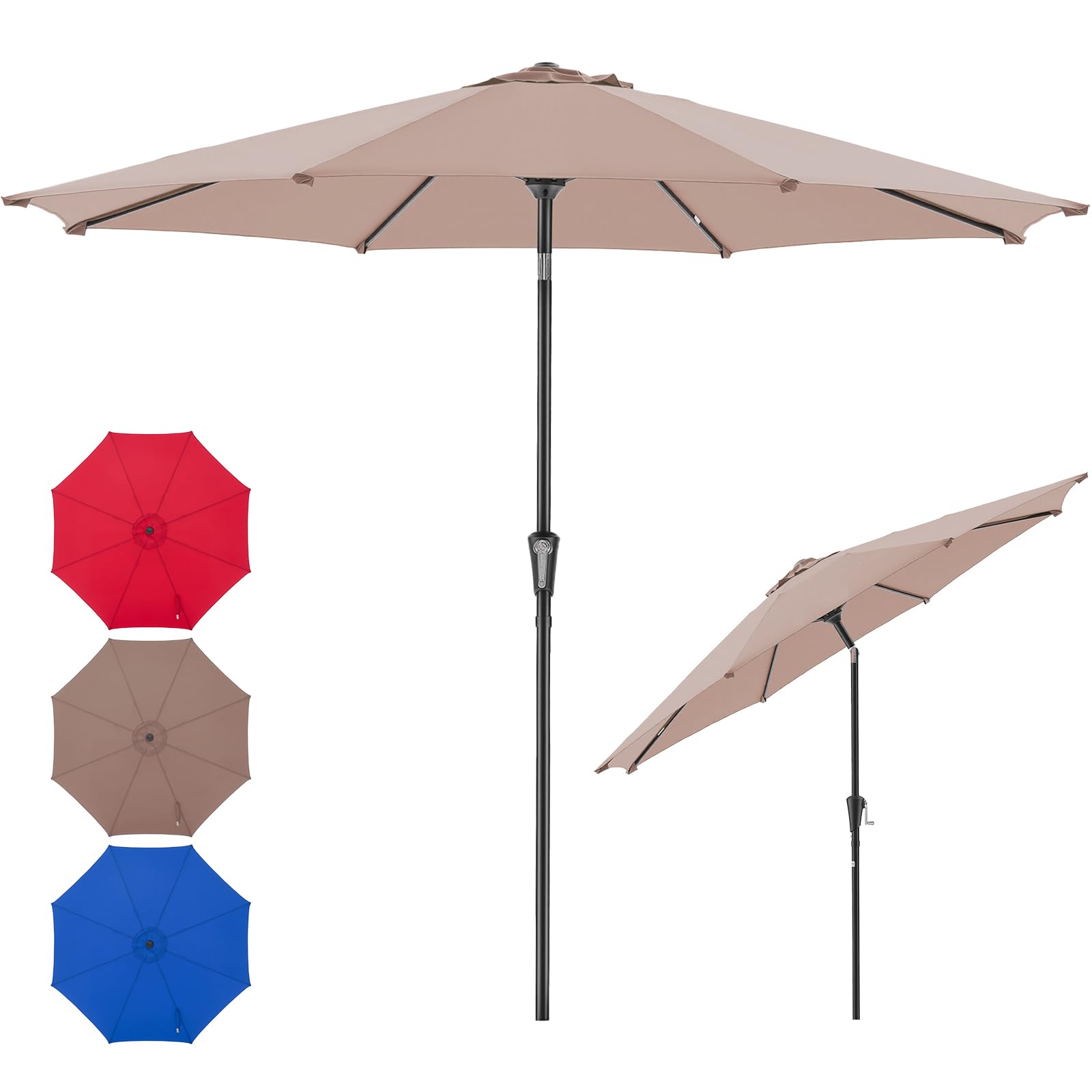 NEWBULIG Patio Umbrella, Outdoor Table Umbrellas with Push Button Tilt and Crank, Sturdy Ribs, Waterproof, UV Protection and Fade Resistant, for Pool, Garden, Market, Backyard