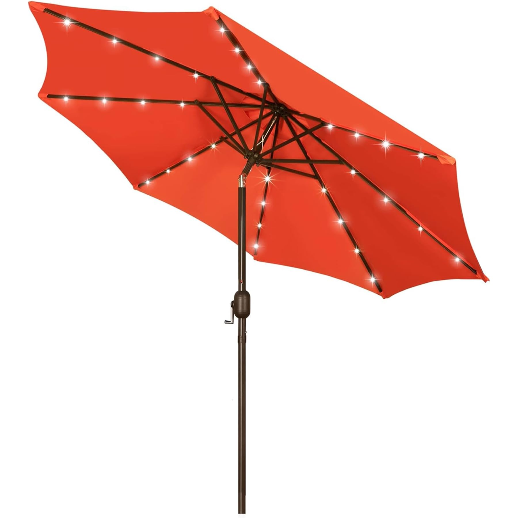 Blissun 9 ft Solar Umbrella 32 LED Lighted Patio Umbrella Table Market Umbrella with Tilt and Crank Outdoor Umbrella for Garden, Deck, Backyard, Pool and Beach (Cerulean)