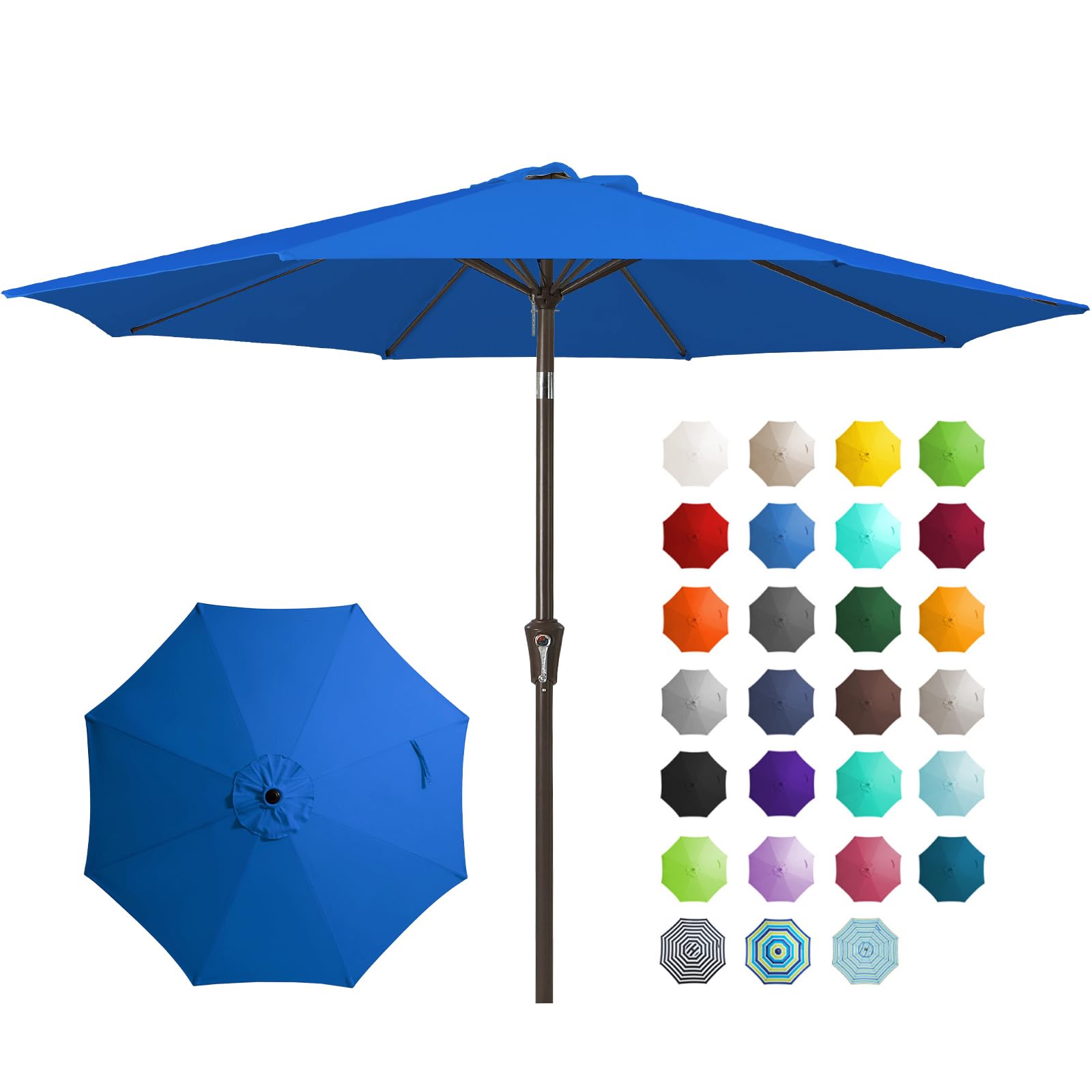 JEAREY 9FT Outdoor Patio Umbrella Outdoor Table Umbrella with Push Button Tilt and Crank, Market Umbrella 8 Sturdy Ribs UV Protection Waterproof for Garden, Deck, Backyard, Pool (Beige)