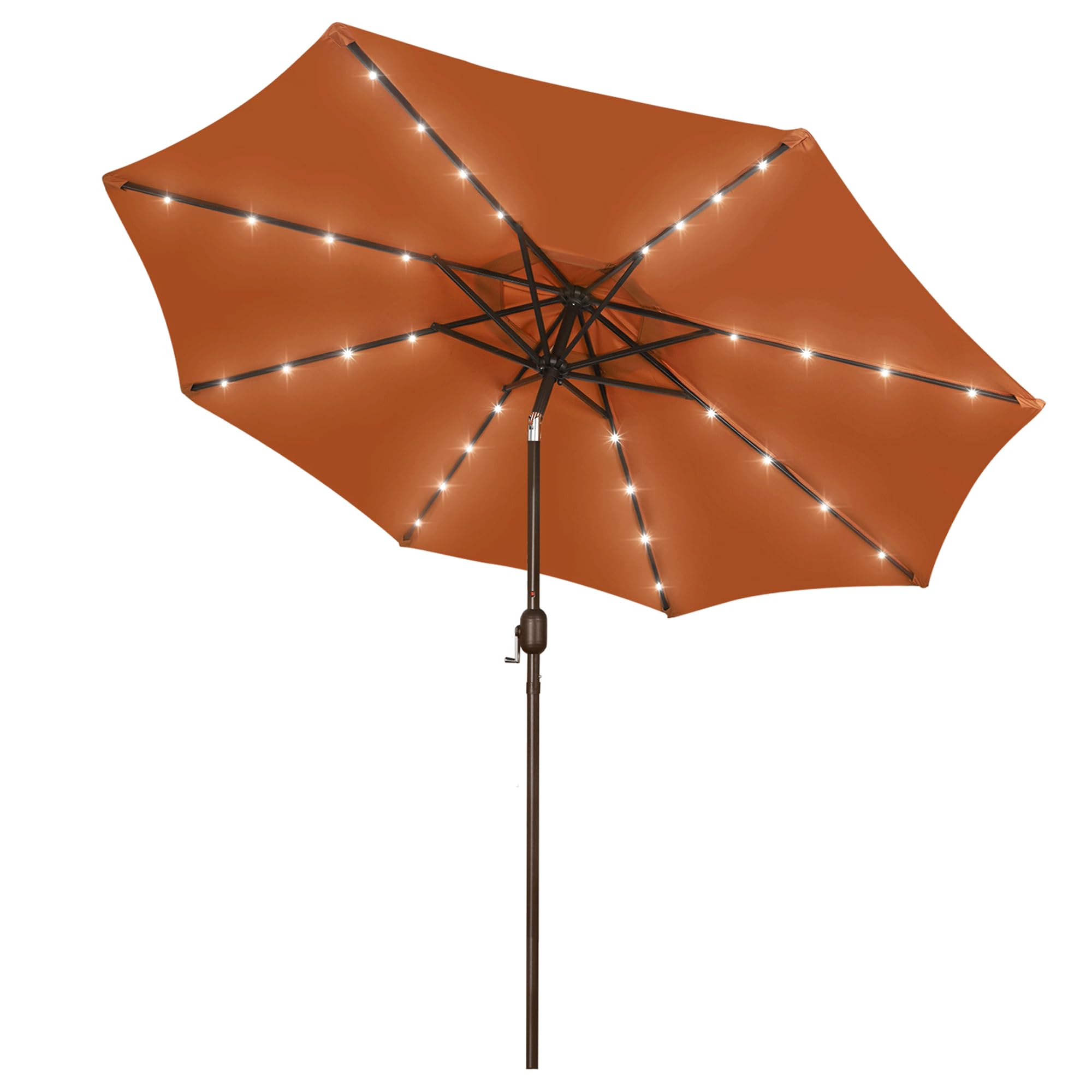 Blissun 9 ft Solar Umbrella 32 LED Lighted Patio Umbrella Table Market Umbrella with Tilt and Crank Outdoor Umbrella for Garden, Deck, Backyard, Pool and Beach (Cerulean)