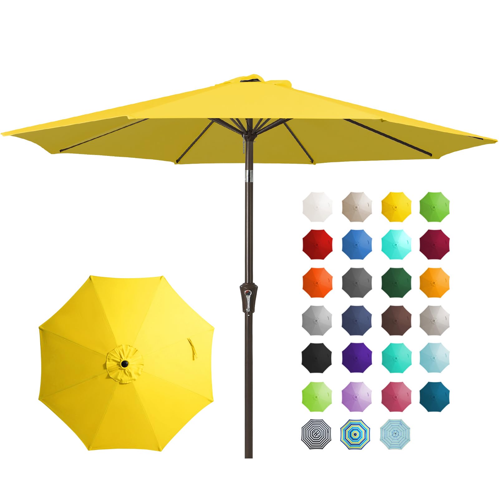 JEAREY 9FT Outdoor Patio Umbrella Outdoor Table Umbrella with Push Button Tilt and Crank, Market Umbrella 8 Sturdy Ribs UV Protection Waterproof for Garden, Deck, Backyard, Pool (Beige)