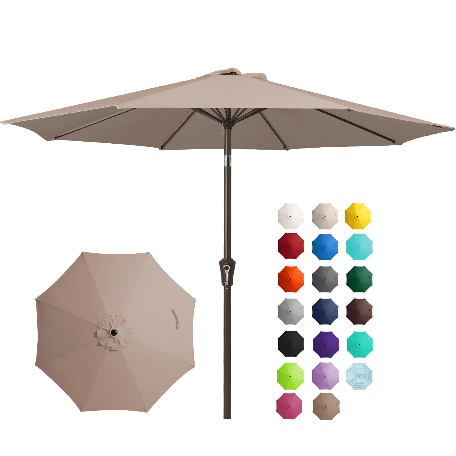 JEAREY 10FT Outdoor Patio Umbrella Outdoor Table Umbrella with Push Button Tilt and Crank, Market Umbrella 8 Sturdy Ribs UV Protection Waterproof for Pool, Garden (Navy)