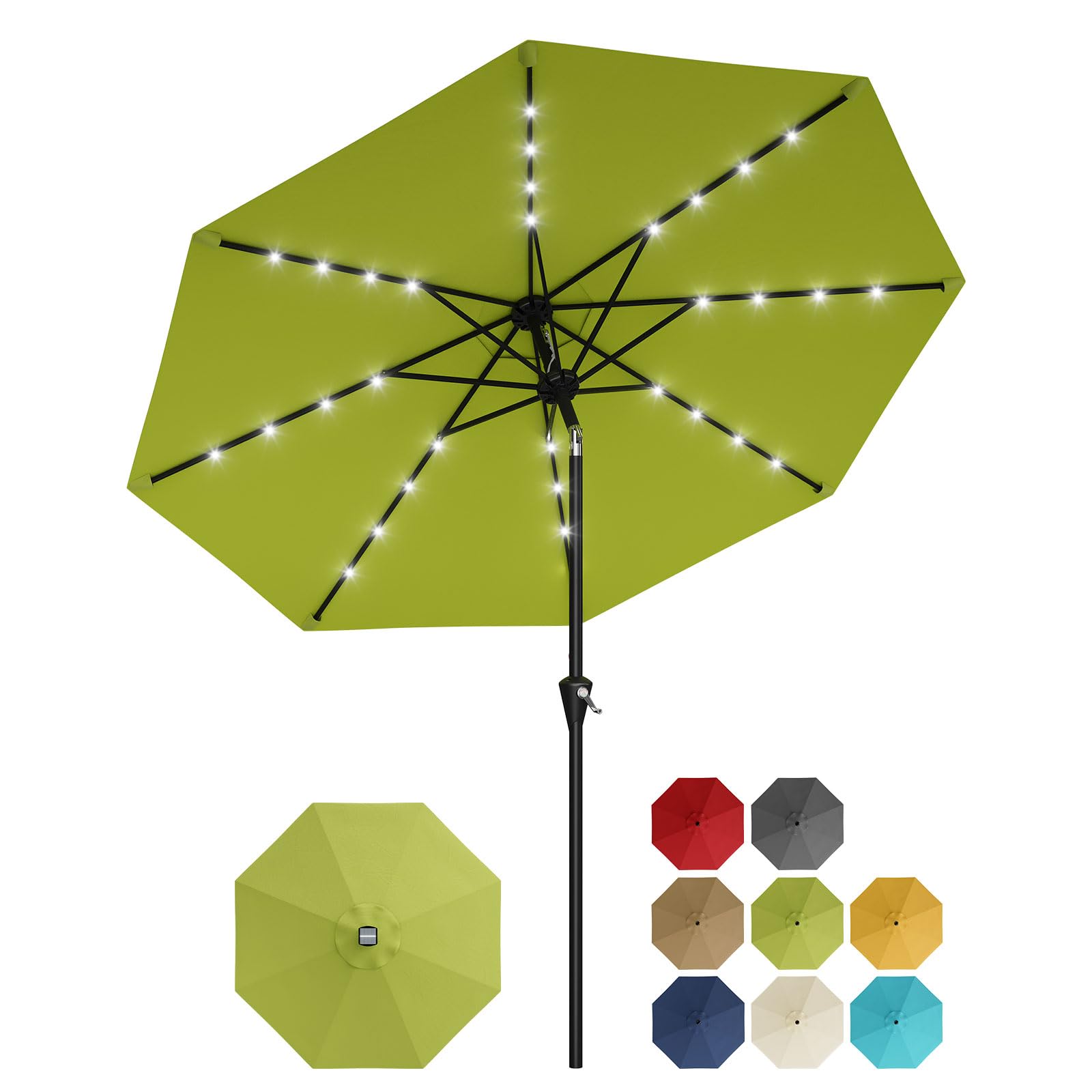 Garvee 9FT Patio Umbrella - Outdoor Table Umbrella with Smooth Crank Lift, Push Button Tilt and 8 Sturdy Ribs - Market Umbrella UV Protection Waterproof for Pool, Deck, Yard, Garden (Navy Blue)