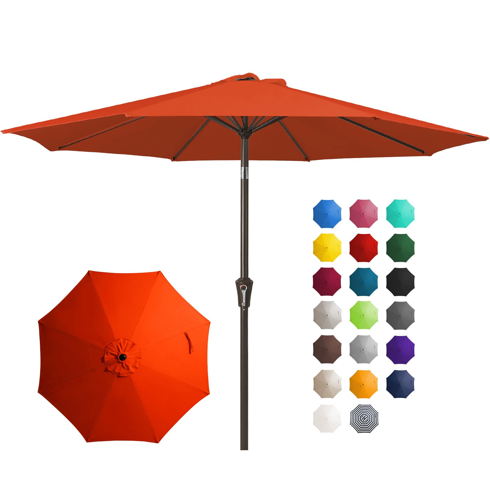 JEAREY 10FT Outdoor Patio Umbrella Outdoor Table Umbrella with Push Button Tilt and Crank, Market Umbrella 8 Sturdy Ribs UV Protection Waterproof for Pool, Garden (Navy)