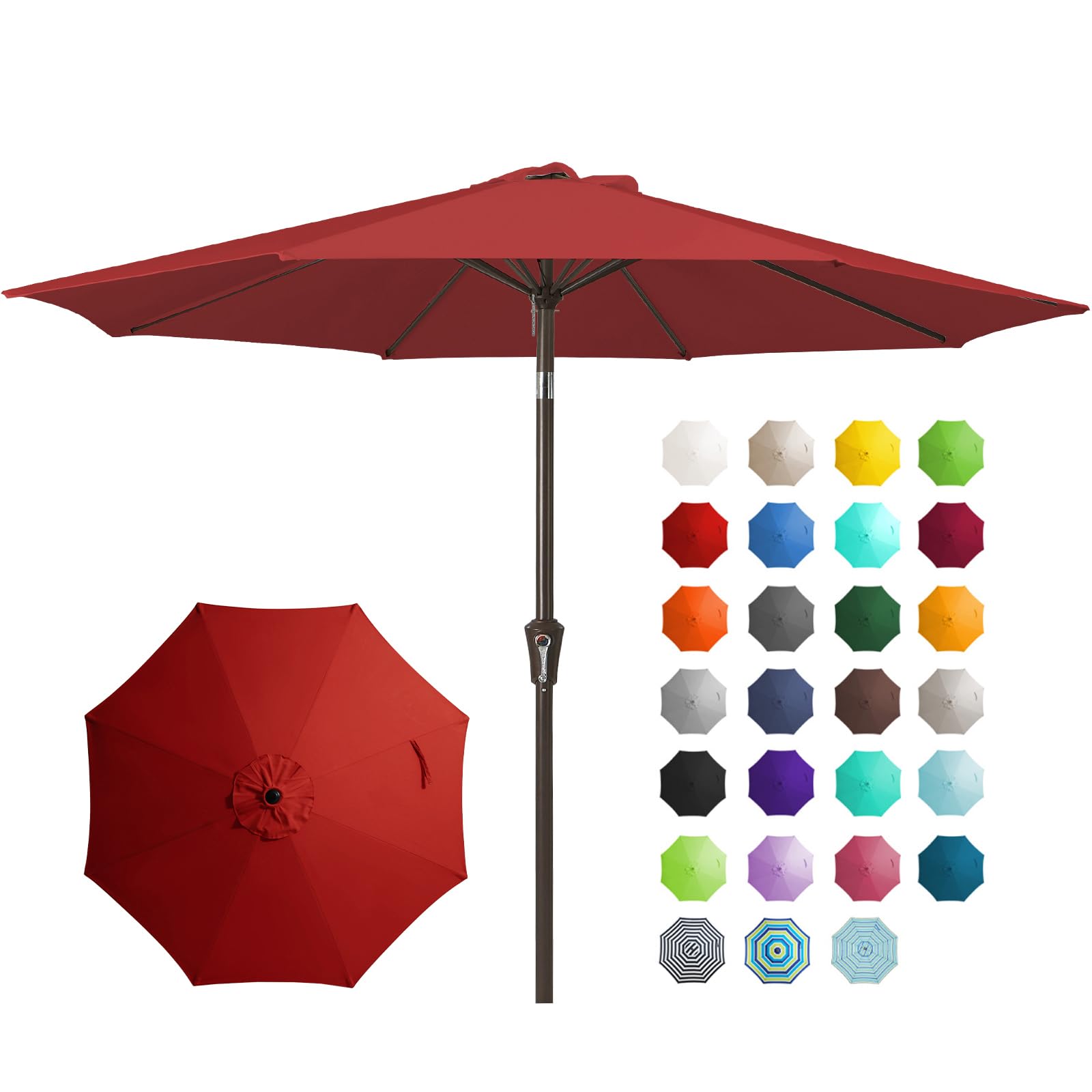 JEAREY 9FT Outdoor Patio Umbrella Outdoor Table Umbrella with Push Button Tilt and Crank, Market Umbrella 8 Sturdy Ribs UV Protection Waterproof for Garden, Deck, Backyard, Pool (Beige)