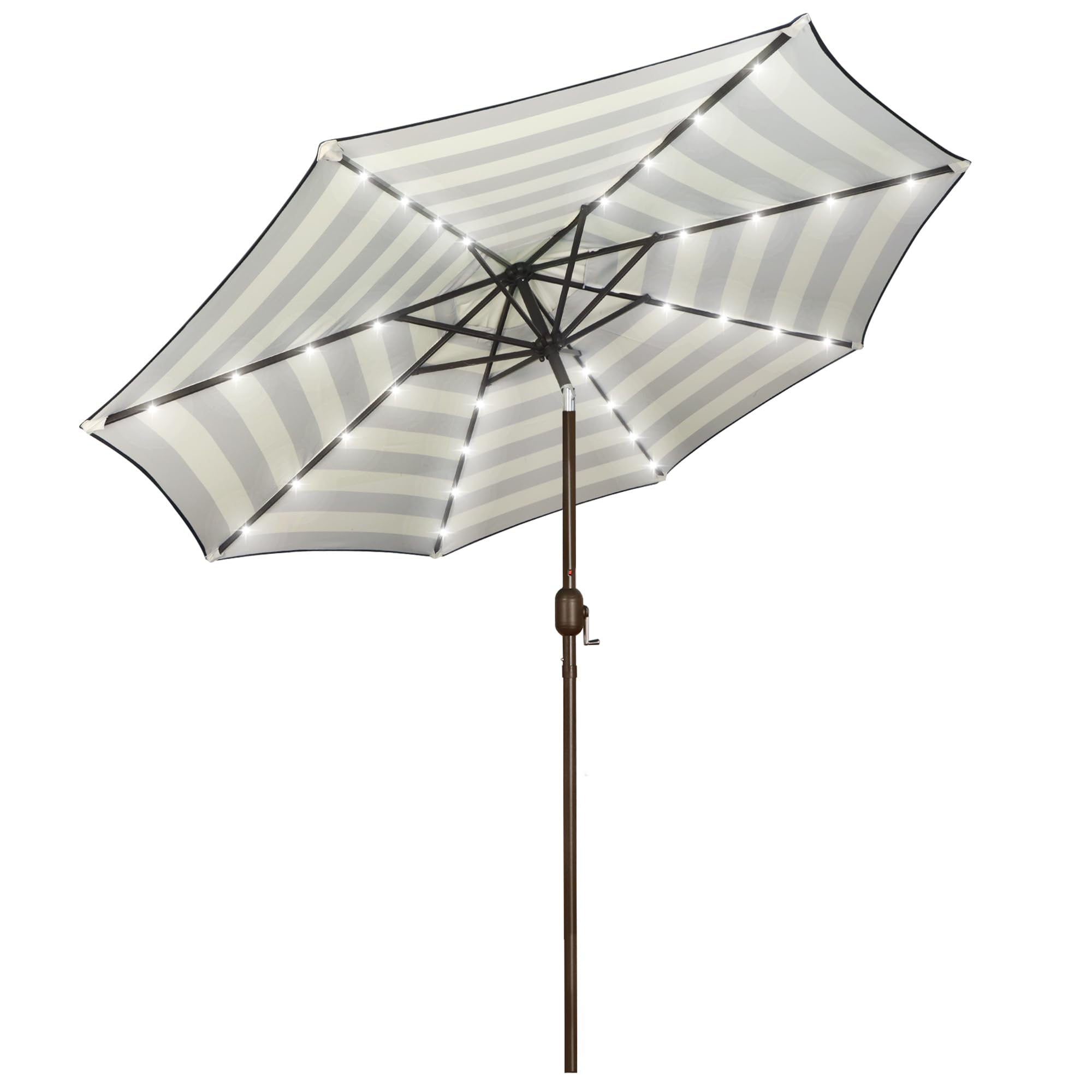 Blissun 9 ft Solar Umbrella 32 LED Lighted Patio Umbrella Table Market Umbrella with Tilt and Crank Outdoor Umbrella for Garden, Deck, Backyard, Pool and Beach (Cerulean)
