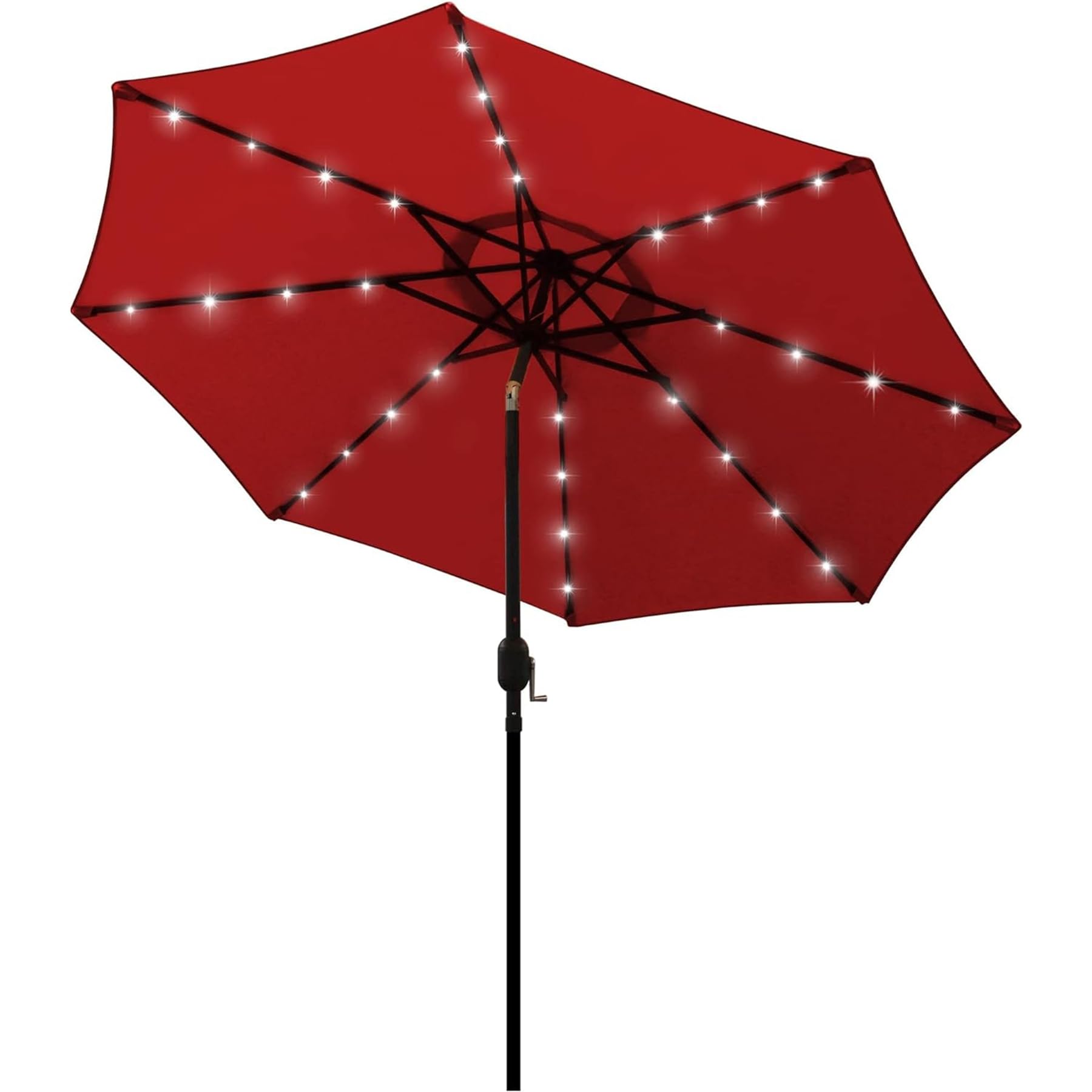 Blissun 9 ft Solar Umbrella 32 LED Lighted Patio Umbrella Table Market Umbrella with Tilt and Crank Outdoor Umbrella for Garden, Deck, Backyard, Pool and Beach (Cerulean)