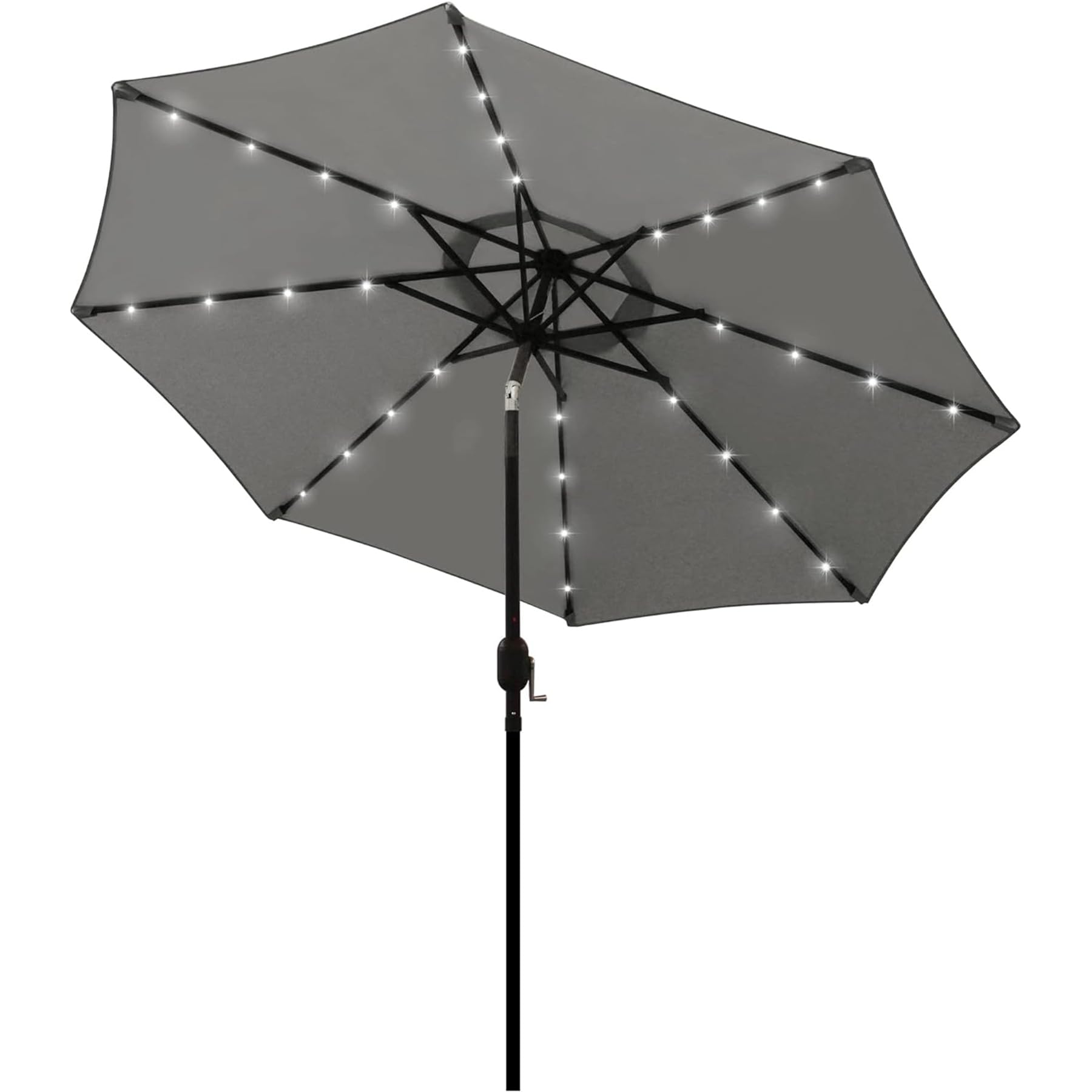 Blissun 9 ft Solar Umbrella 32 LED Lighted Patio Umbrella Table Market Umbrella with Tilt and Crank Outdoor Umbrella for Garden, Deck, Backyard, Pool and Beach (Cerulean)