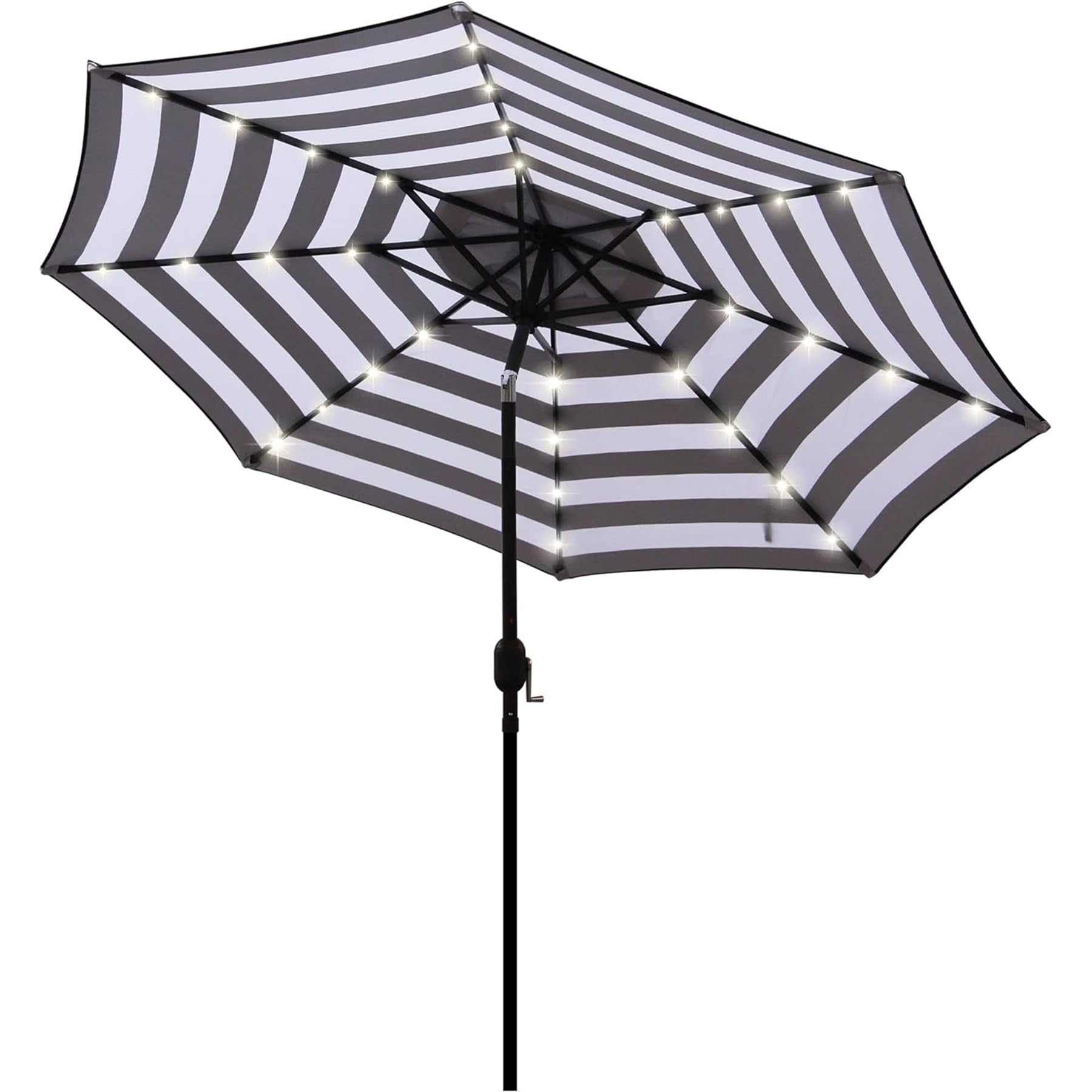 Blissun 9 ft Solar Umbrella 32 LED Lighted Patio Umbrella Table Market Umbrella with Tilt and Crank Outdoor Umbrella for Garden, Deck, Backyard, Pool and Beach (Cerulean)