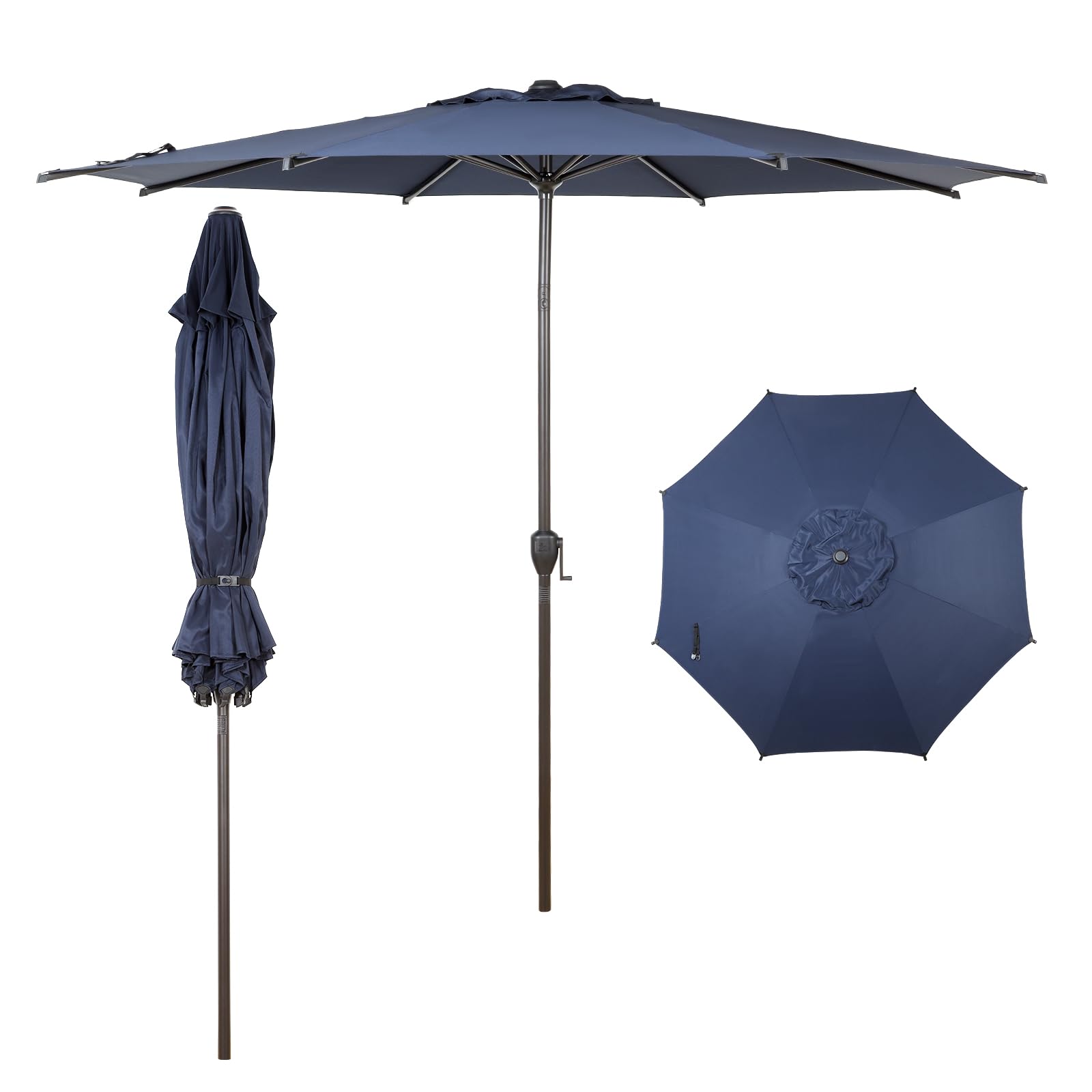 Abba Patio 9FT Lyon Outdoor Patio Umbrella Outdoor Table Umbrella with Push Button Tilt and Crank Market Umbrella 8 Sturdy Ribs UV Protection Waterproof for Garden Deck Backyard Pool, Black & Ivory