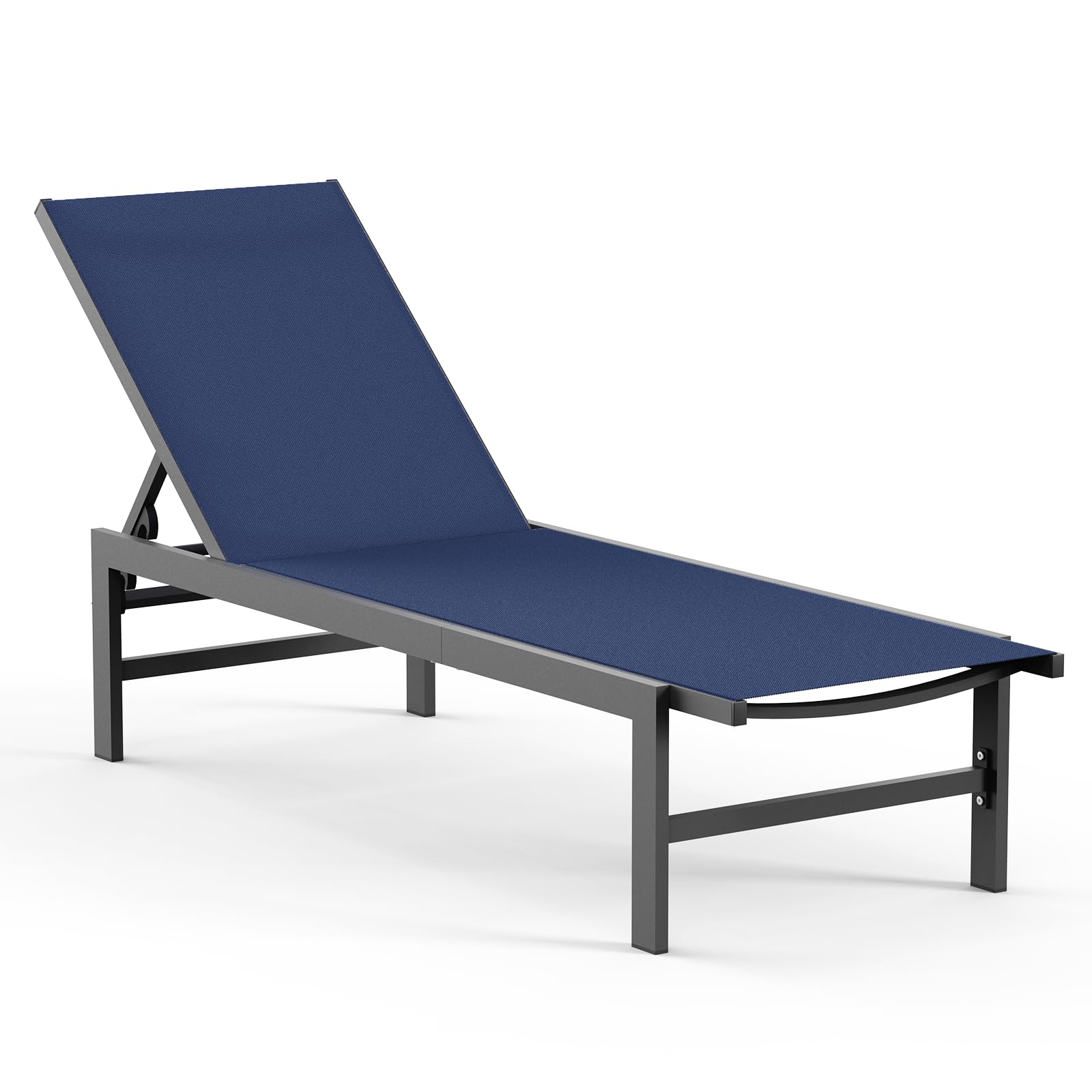 Vexwalx Outdoor Lounge Chair for Pool, Aluminum Chaise Lounge Chairs with 5-Position Recliner, Patio Lounge Chair for Backyard, Poolside, Deck, Lawn (Khaki)