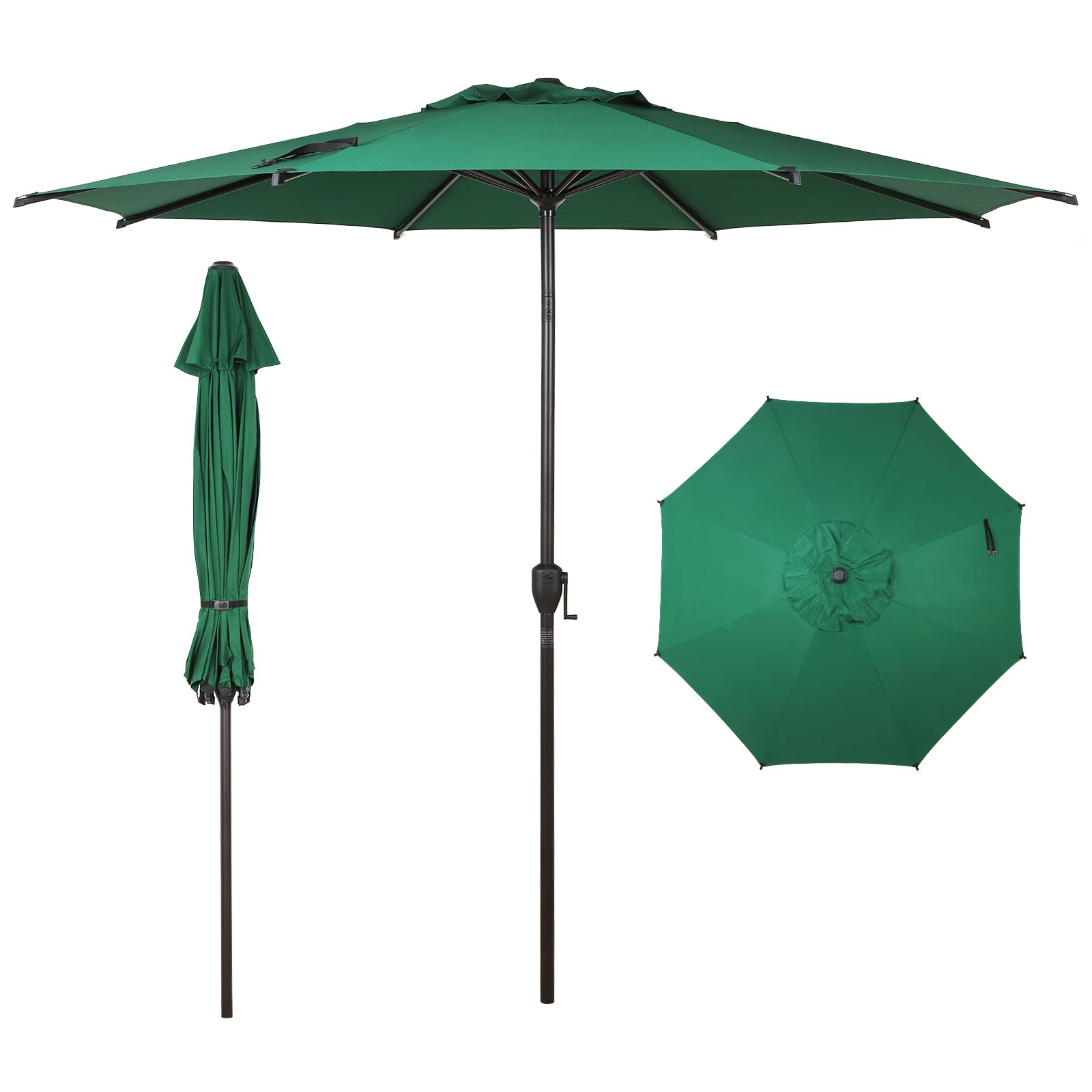 Abba Patio 9FT Lyon Outdoor Patio Umbrella Outdoor Table Umbrella with Push Button Tilt and Crank Market Umbrella 8 Sturdy Ribs UV Protection Waterproof for Garden Deck Backyard Pool, Black & Ivory
