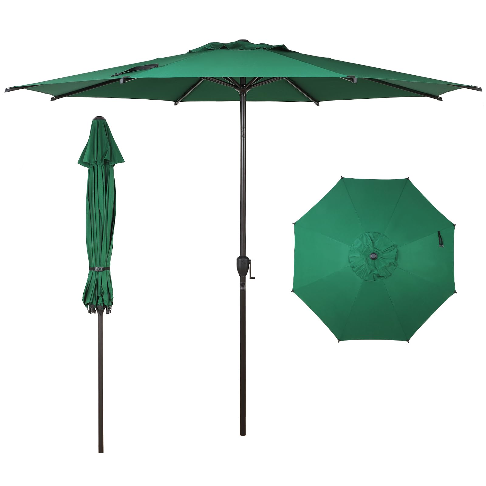 Abba Patio 9FT Lyon Outdoor Patio Umbrella Outdoor Table Umbrella with Push Button Tilt and Crank Market Umbrella 8 Sturdy Ribs UV Protection Waterproof for Garden Deck Backyard Pool, Black & Ivory