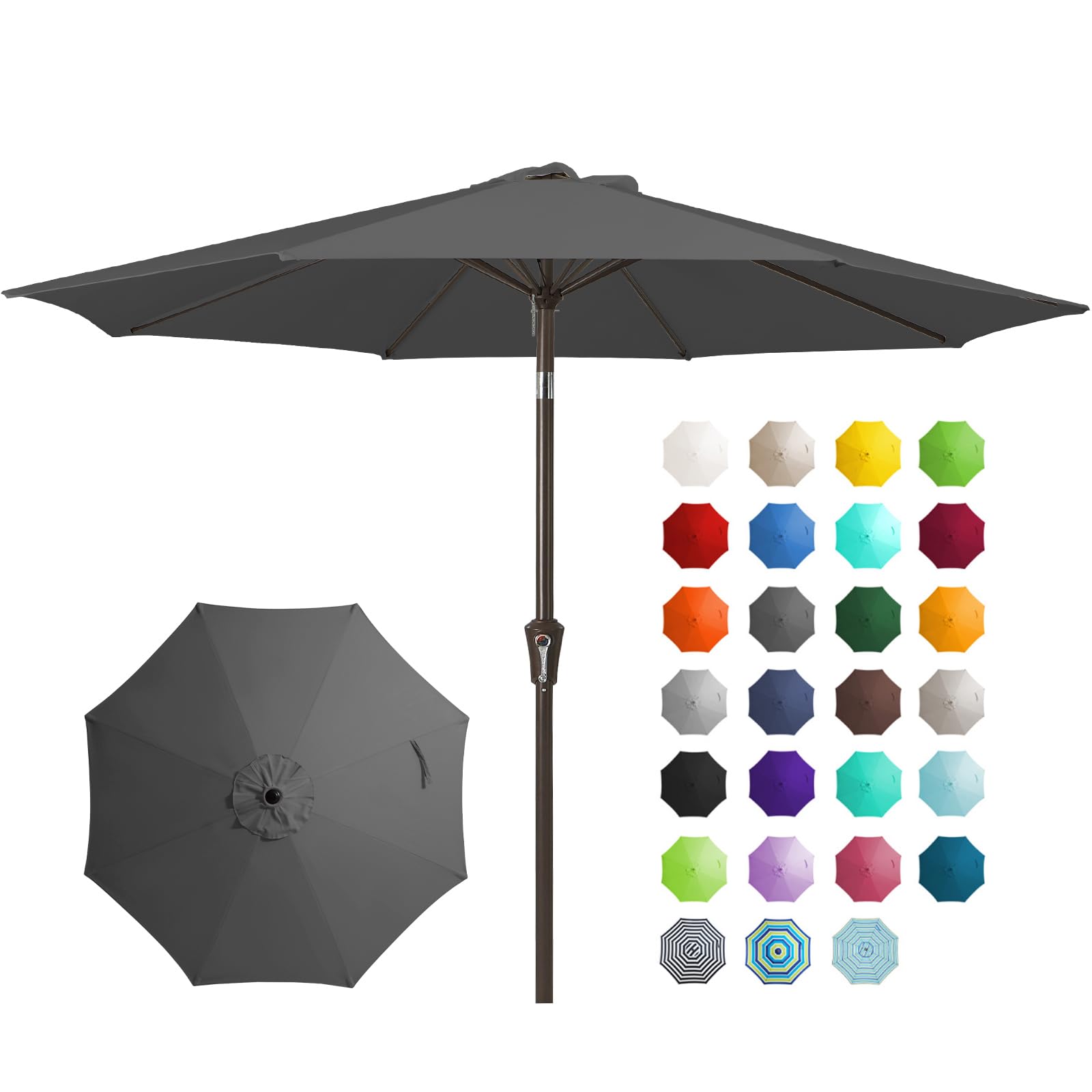 JEAREY 9FT Outdoor Patio Umbrella Outdoor Table Umbrella with Push Button Tilt and Crank, Market Umbrella 8 Sturdy Ribs UV Protection Waterproof for Garden, Deck, Backyard, Pool (Beige)