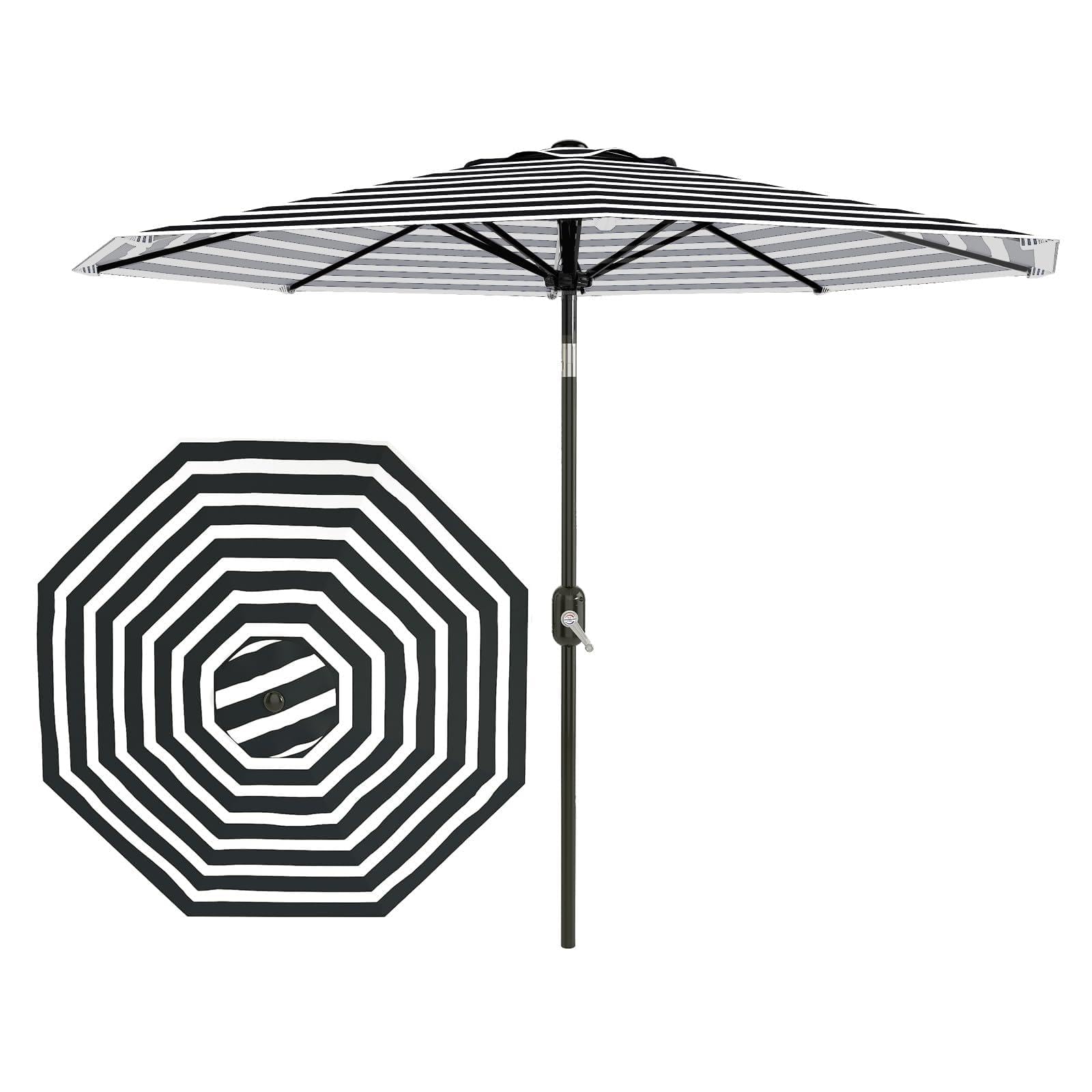 Garvee 9FT Patio Umbrella - Outdoor Table Umbrella with Smooth Crank Lift, Push Button Tilt and 8 Sturdy Ribs - Market Umbrella UV Protection Waterproof for Pool, Deck, Yard, Garden (Navy Blue)
