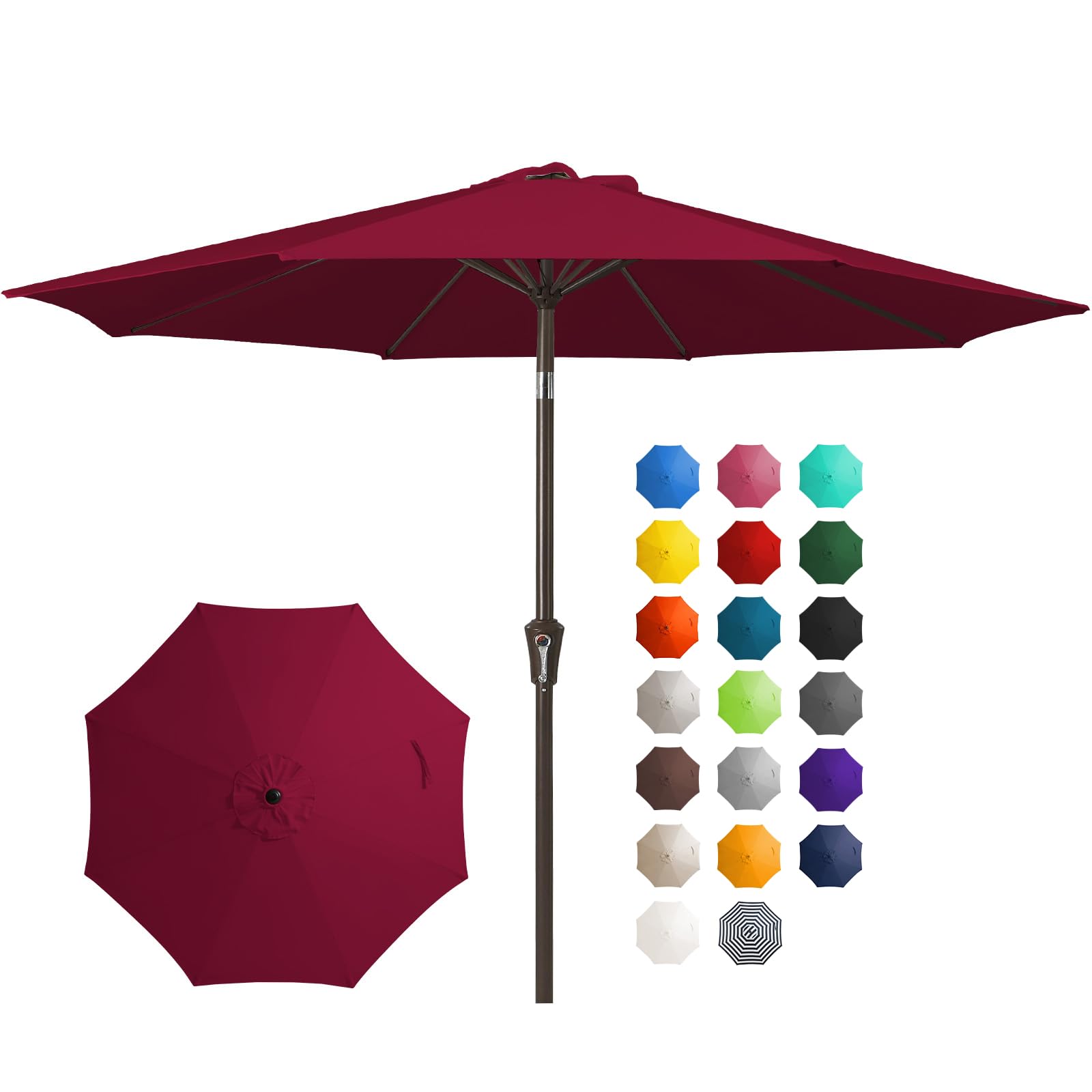 JEAREY 10FT Outdoor Patio Umbrella Outdoor Table Umbrella with Push Button Tilt and Crank, Market Umbrella 8 Sturdy Ribs UV Protection Waterproof for Pool, Garden (Navy)