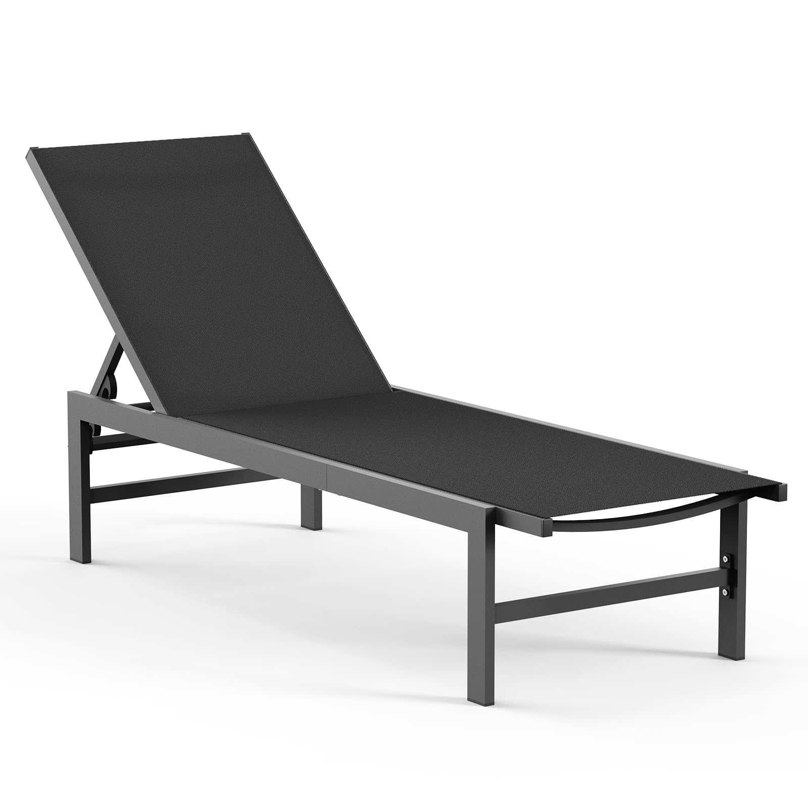 Vexwalx Outdoor Lounge Chair for Pool, Aluminum Chaise Lounge Chairs with 5-Position Recliner, Patio Lounge Chair for Backyard, Poolside, Deck, Lawn (Khaki)