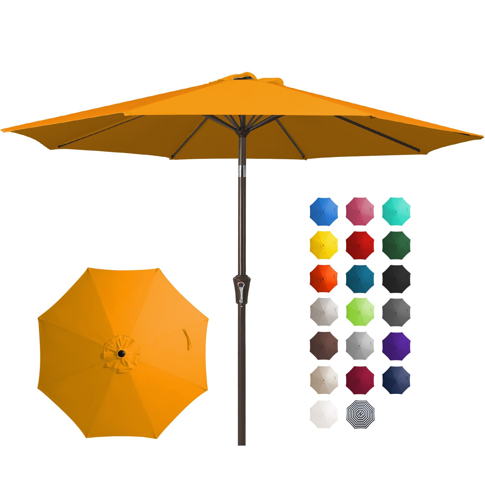 JEAREY 10FT Outdoor Patio Umbrella Outdoor Table Umbrella with Push Button Tilt and Crank, Market Umbrella 8 Sturdy Ribs UV Protection Waterproof for Pool, Garden (Navy)