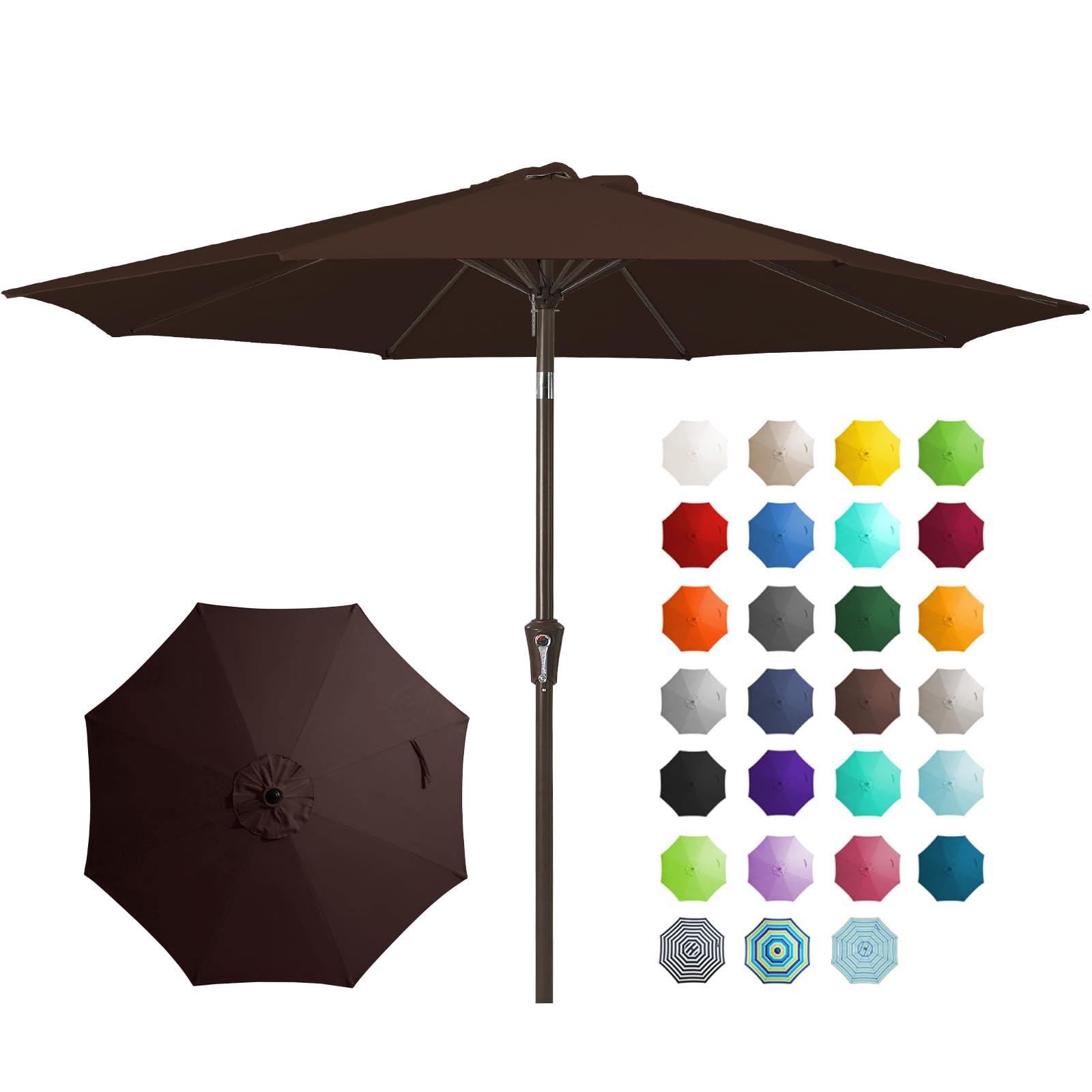 JEAREY 9FT Outdoor Patio Umbrella Outdoor Table Umbrella with Push Button Tilt and Crank, Market Umbrella 8 Sturdy Ribs UV Protection Waterproof for Garden, Deck, Backyard, Pool (Beige)