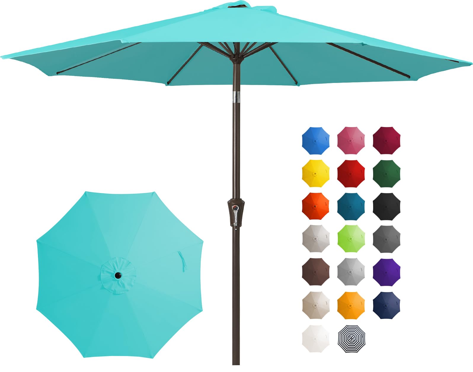 JEAREY 10FT Outdoor Patio Umbrella Outdoor Table Umbrella with Push Button Tilt and Crank, Market Umbrella 8 Sturdy Ribs UV Protection Waterproof for Pool, Garden (Navy)