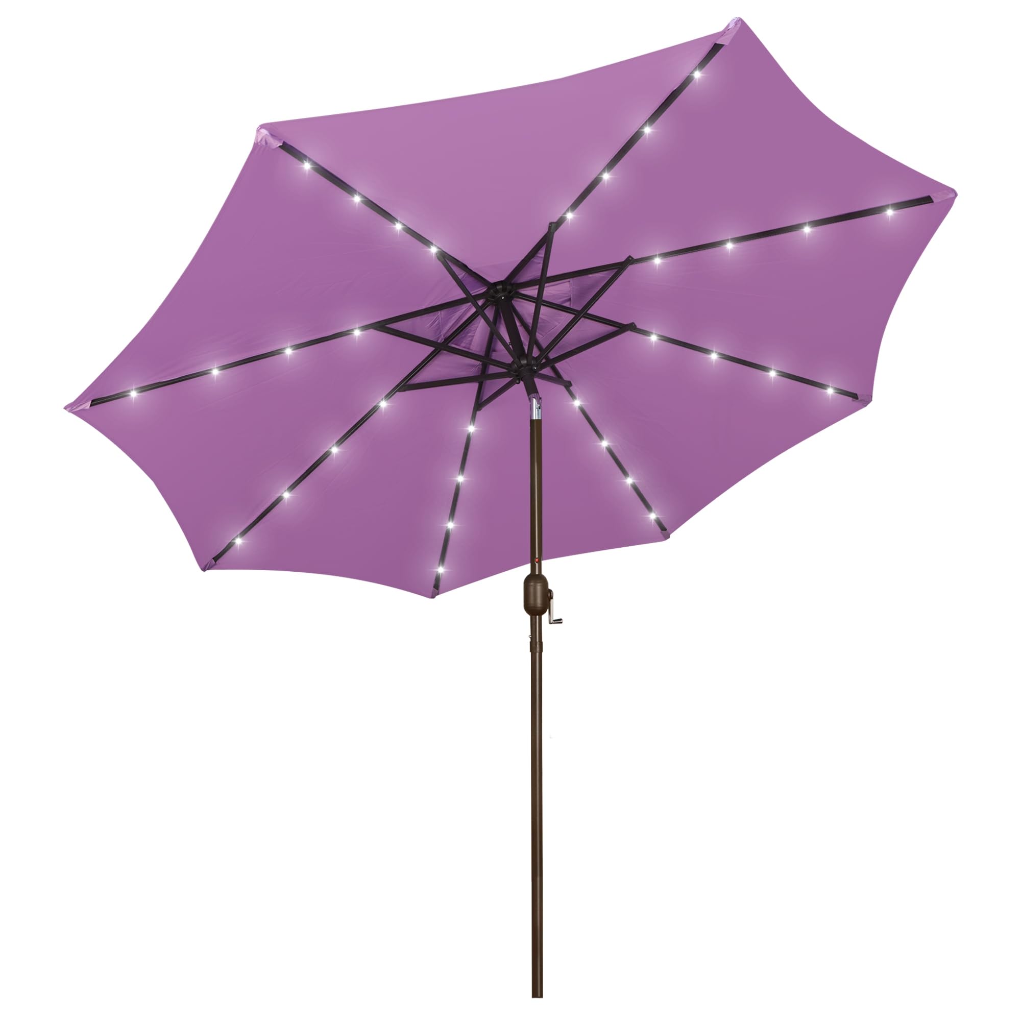 Blissun 9 ft Solar Umbrella 32 LED Lighted Patio Umbrella Table Market Umbrella with Tilt and Crank Outdoor Umbrella for Garden, Deck, Backyard, Pool and Beach (Cerulean)