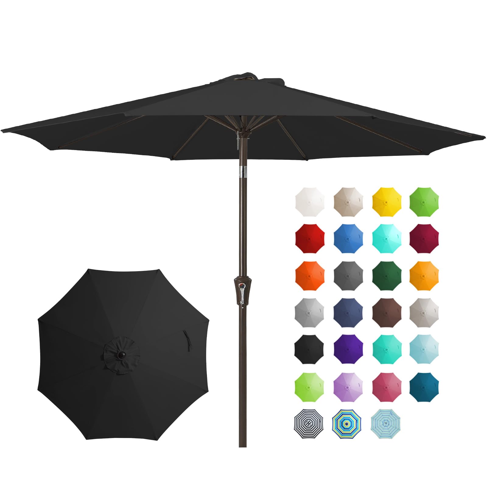 JEAREY 9FT Outdoor Patio Umbrella Outdoor Table Umbrella with Push Button Tilt and Crank, Market Umbrella 8 Sturdy Ribs UV Protection Waterproof for Garden, Deck, Backyard, Pool (Beige)