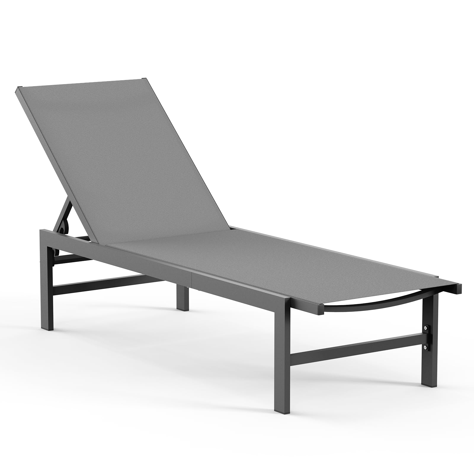 Vexwalx Outdoor Lounge Chair for Pool, Aluminum Chaise Lounge Chairs with 5-Position Recliner, Patio Lounge Chair for Backyard, Poolside, Deck, Lawn (Khaki)