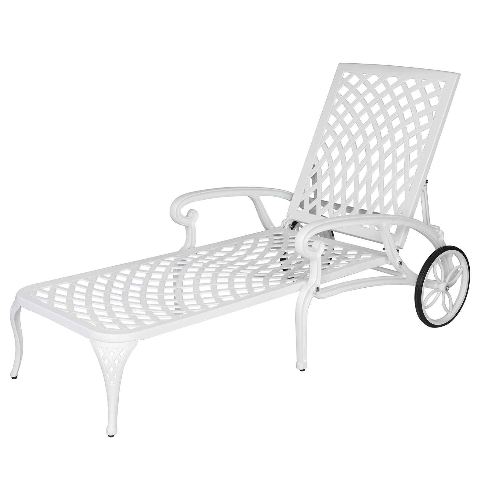 Outvita Lounge Chairs for Outside, Patio Cast Aluminum Recliner with Adjustable Back and Rolling Wheels for Backyard Porch Pool Balcony Deck (Bronze)