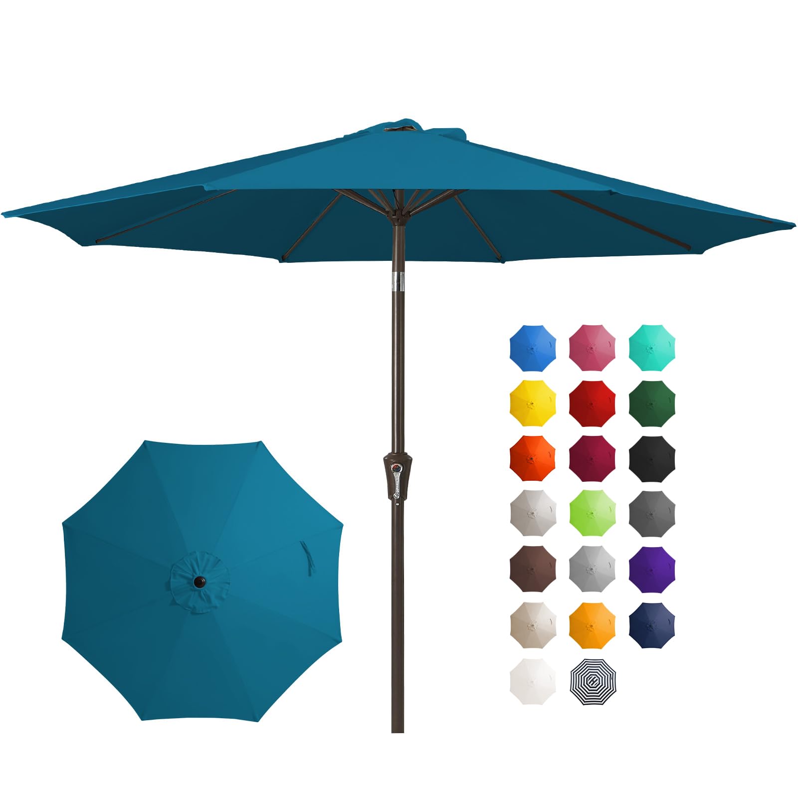 JEAREY 10FT Outdoor Patio Umbrella Outdoor Table Umbrella with Push Button Tilt and Crank, Market Umbrella 8 Sturdy Ribs UV Protection Waterproof for Pool, Garden (Navy)