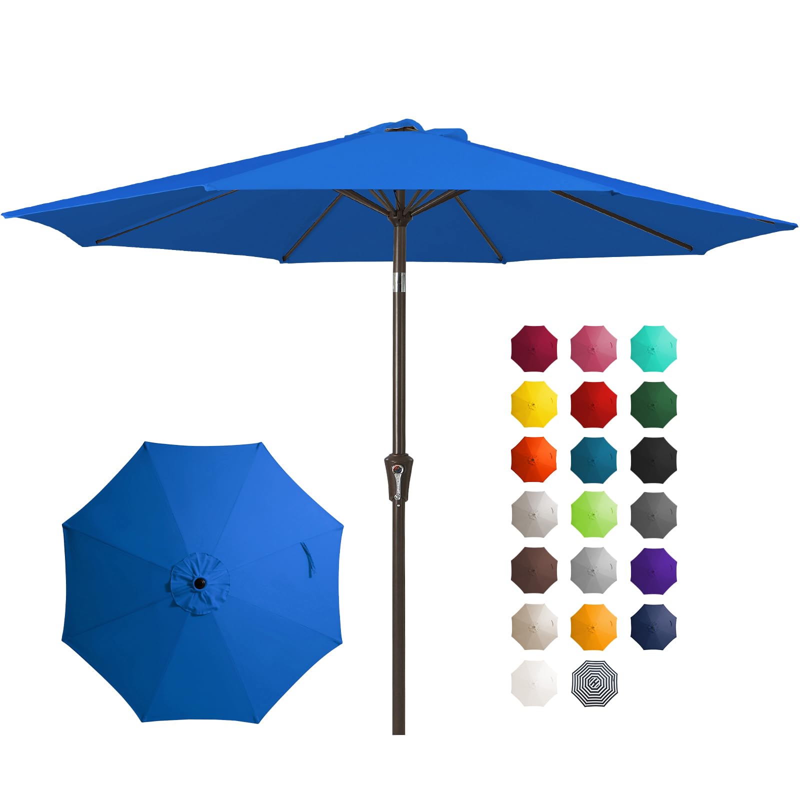 JEAREY 10FT Outdoor Patio Umbrella Outdoor Table Umbrella with Push Button Tilt and Crank, Market Umbrella 8 Sturdy Ribs UV Protection Waterproof for Pool, Garden (Navy)