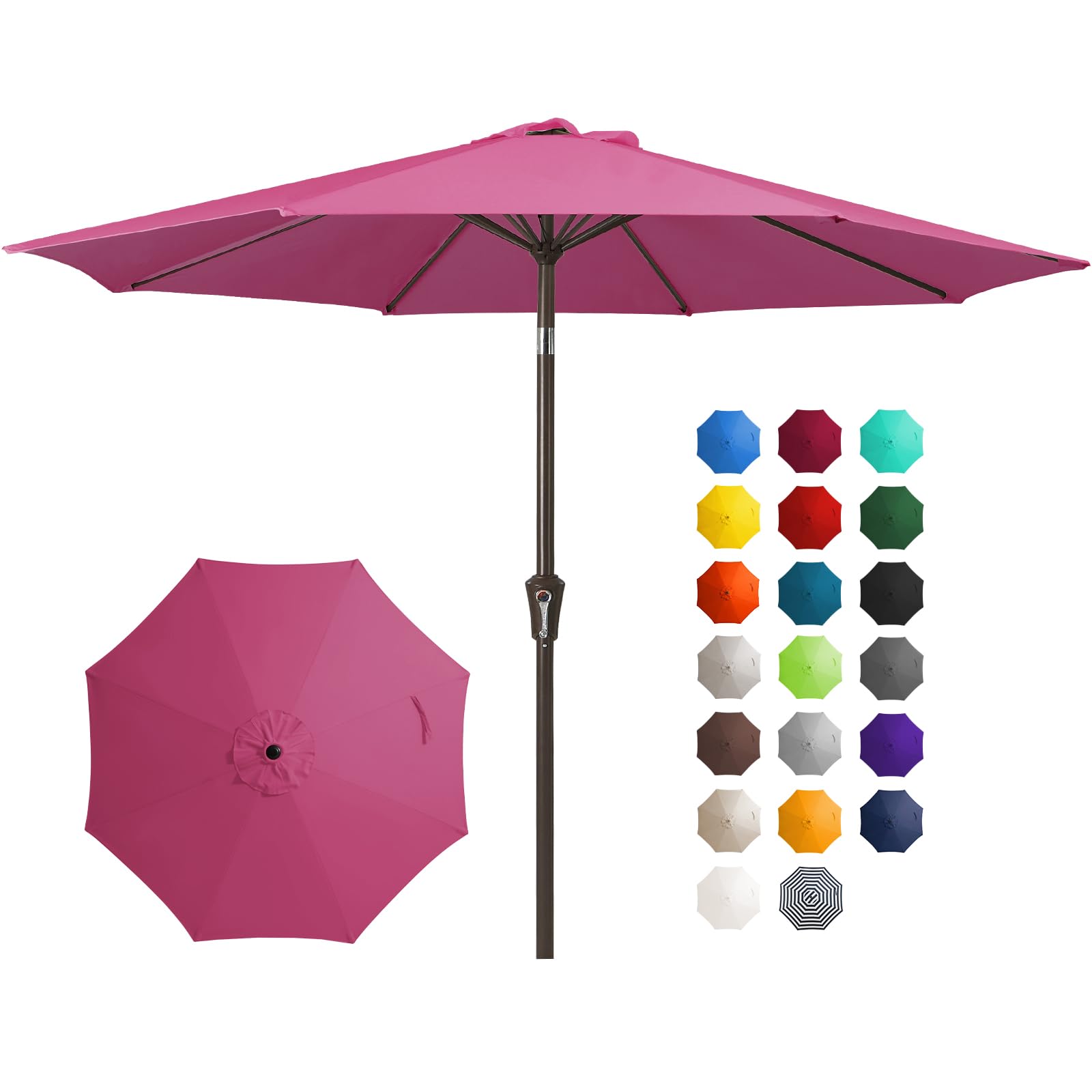 JEAREY 10FT Outdoor Patio Umbrella Outdoor Table Umbrella with Push Button Tilt and Crank, Market Umbrella 8 Sturdy Ribs UV Protection Waterproof for Pool, Garden (Navy)