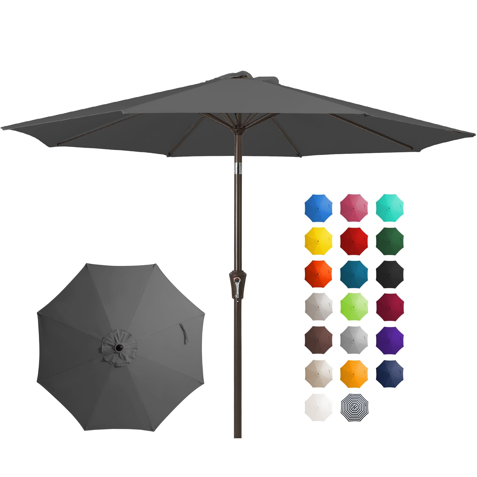 JEAREY 10FT Outdoor Patio Umbrella Outdoor Table Umbrella with Push Button Tilt and Crank, Market Umbrella 8 Sturdy Ribs UV Protection Waterproof for Pool, Garden (Navy)