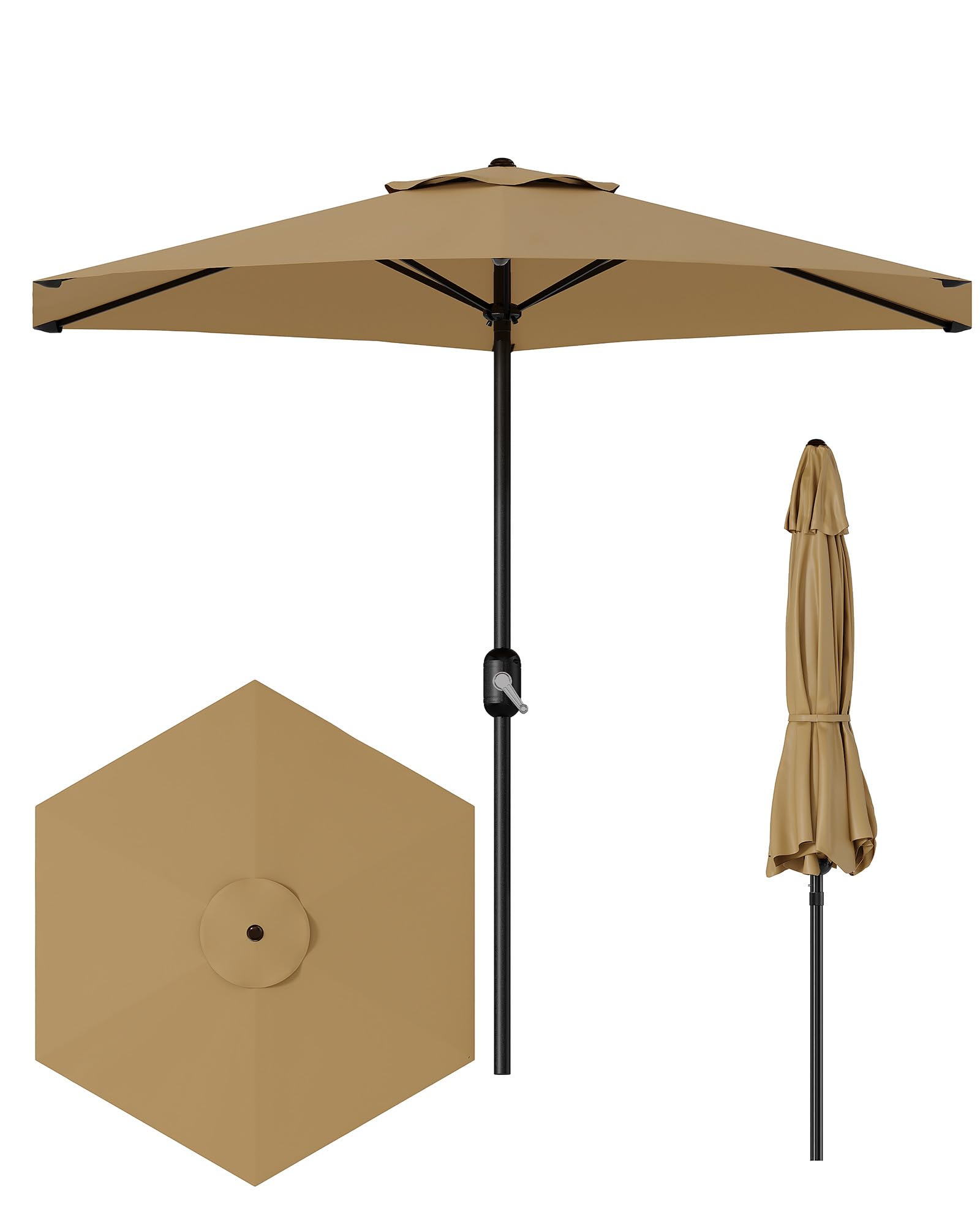 GarveeLife Outdoor Patio Umbrella, Table Market Umbrella with Push Button Tilt and Crank, 8 Sturdy Ribs UV Protection Waterproof for Garden, Deck, Backyard, Pool