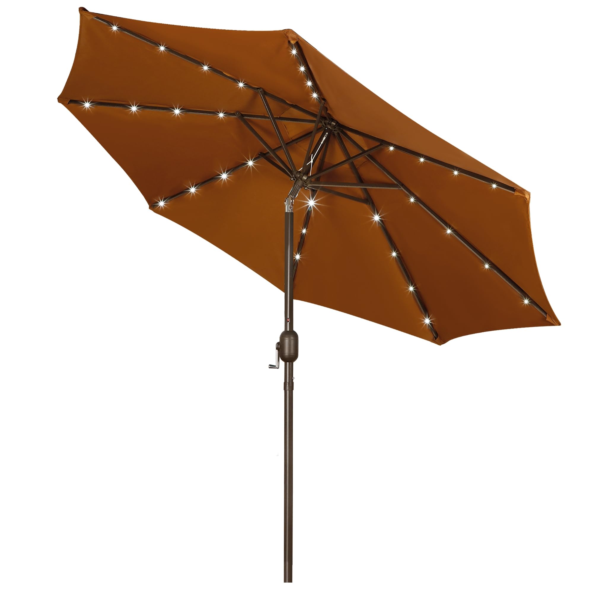 Blissun 9 ft Solar Umbrella 32 LED Lighted Patio Umbrella Table Market Umbrella with Tilt and Crank Outdoor Umbrella for Garden, Deck, Backyard, Pool and Beach (Cerulean)